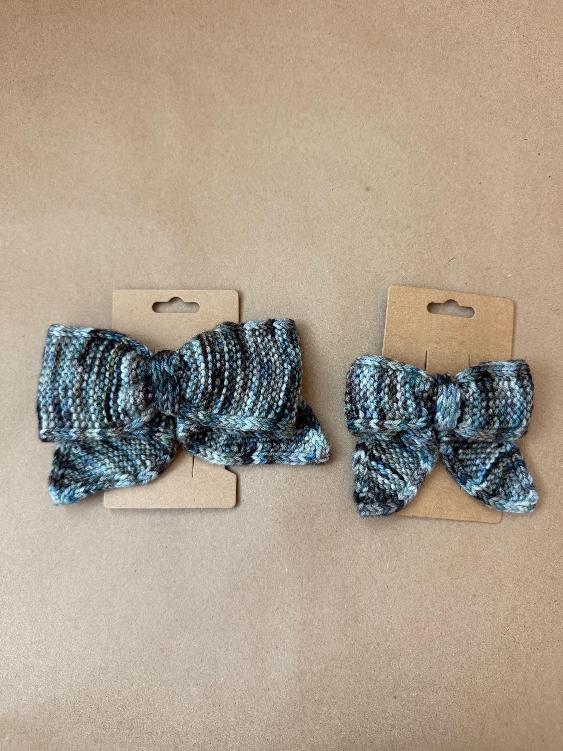Hand-Knit Bow Hair Clip | Knit Barrette in Small & Large