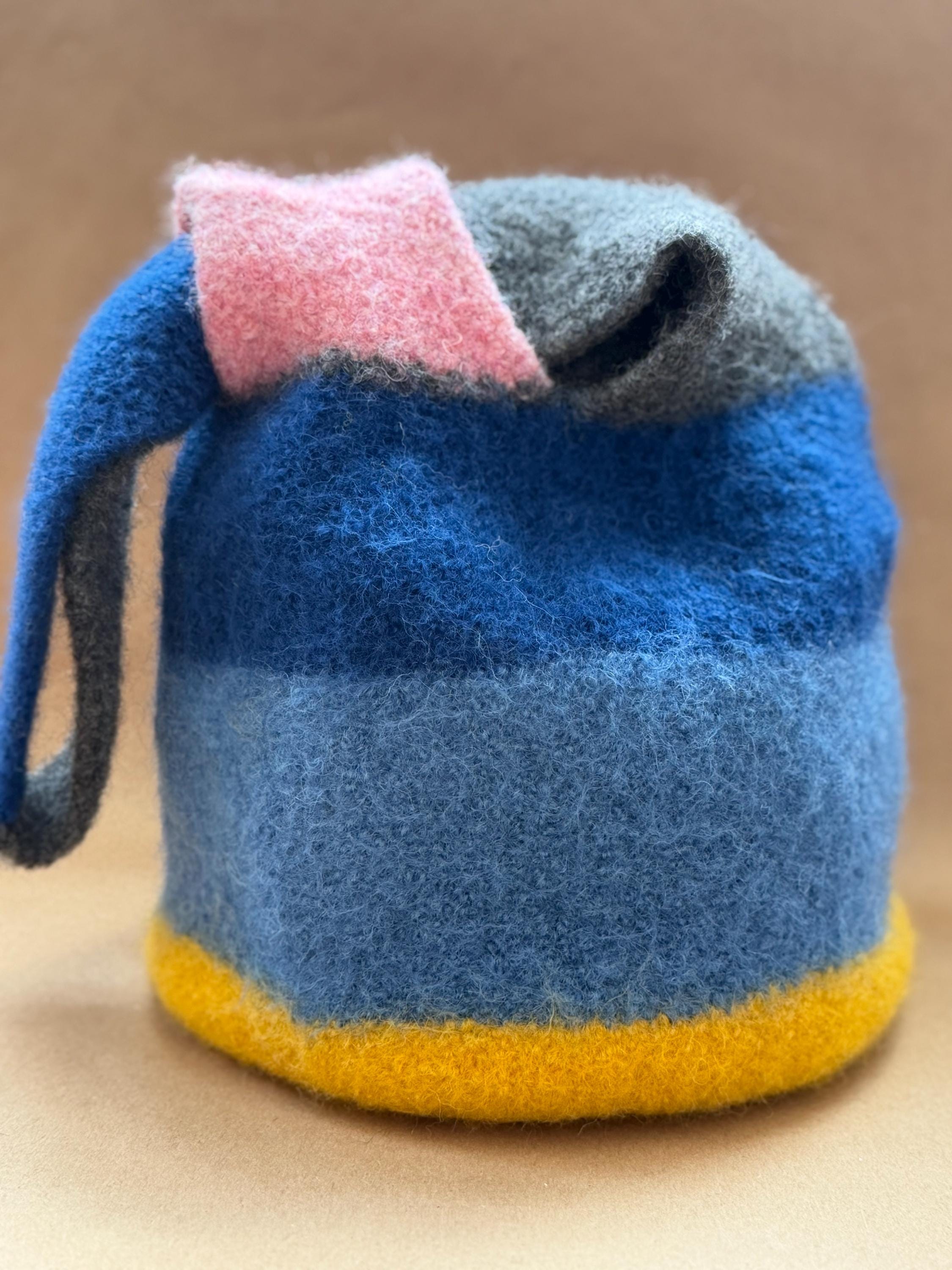 Felted Wool Knot Bag | Handmade Japanese Knot Bag | Knitting Project Bag | Felted Wool Tote