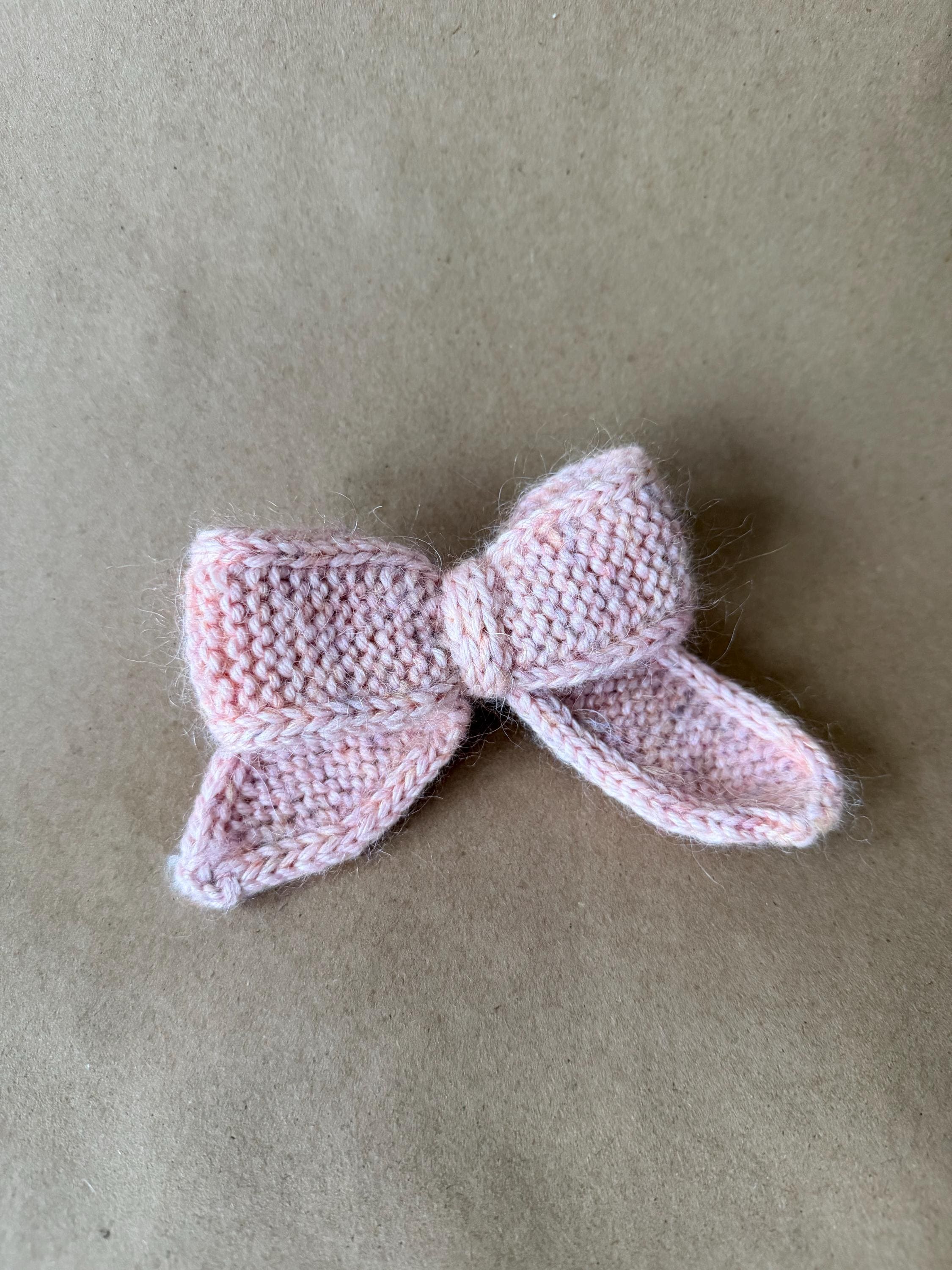 Hand-Knit Bow Hair Clip | Knit Barrette in Small & Large