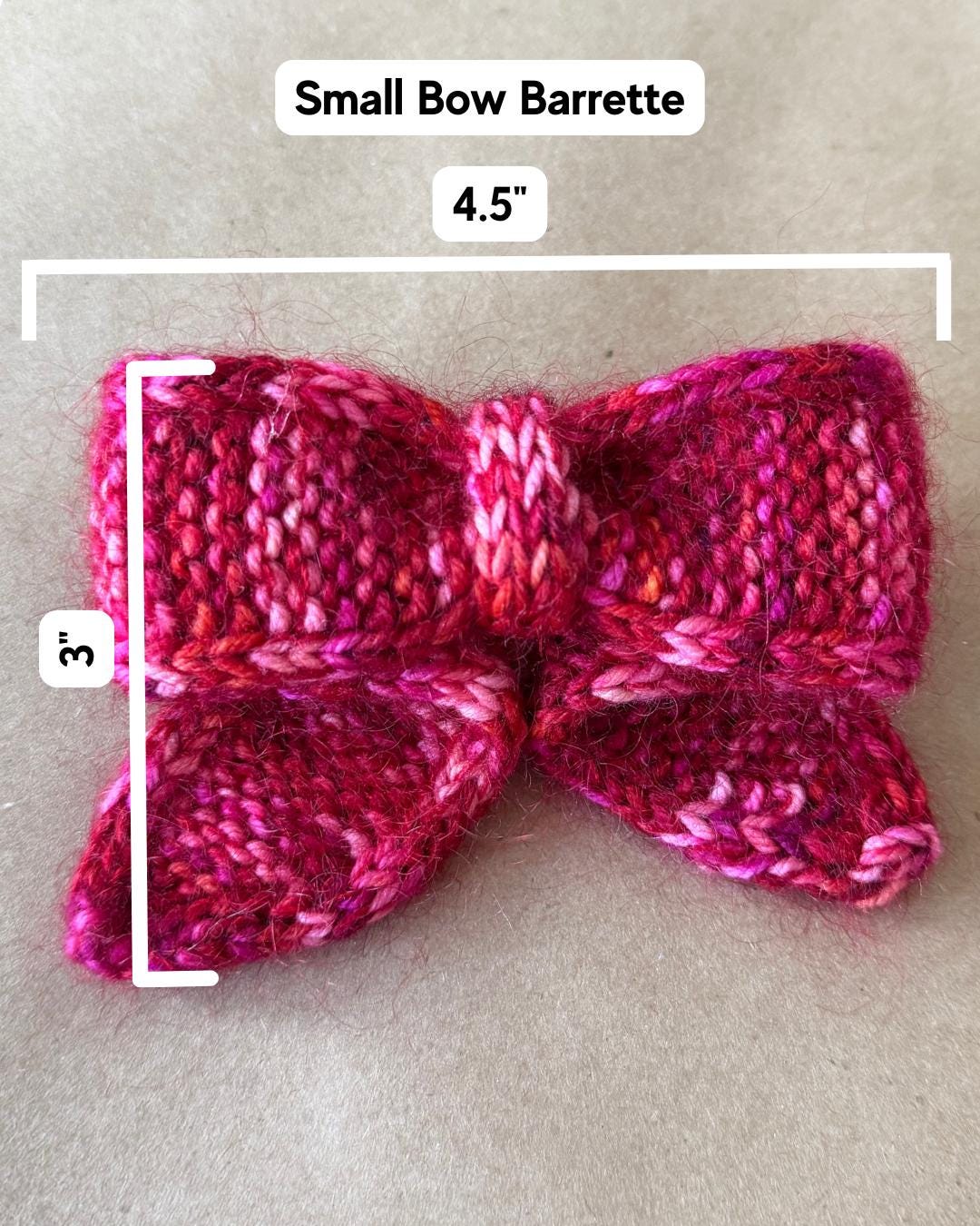 Hand-Knit Bow Hair Clip | Knit Barrette in Small & Large