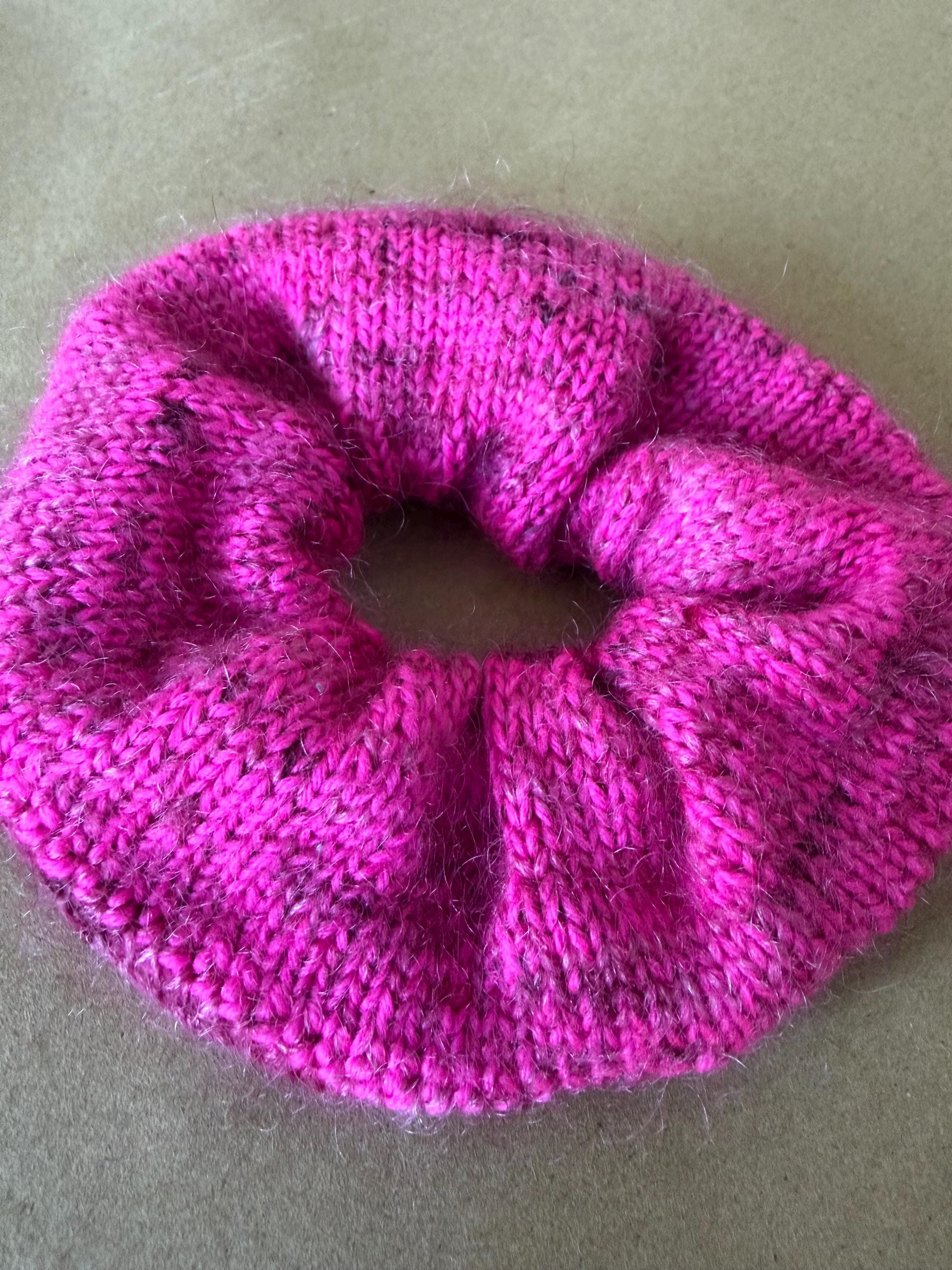 Hand-Knit Mohair Scrunchie | Soft Hair Tie in Mohair or Merino-Mohair Blend