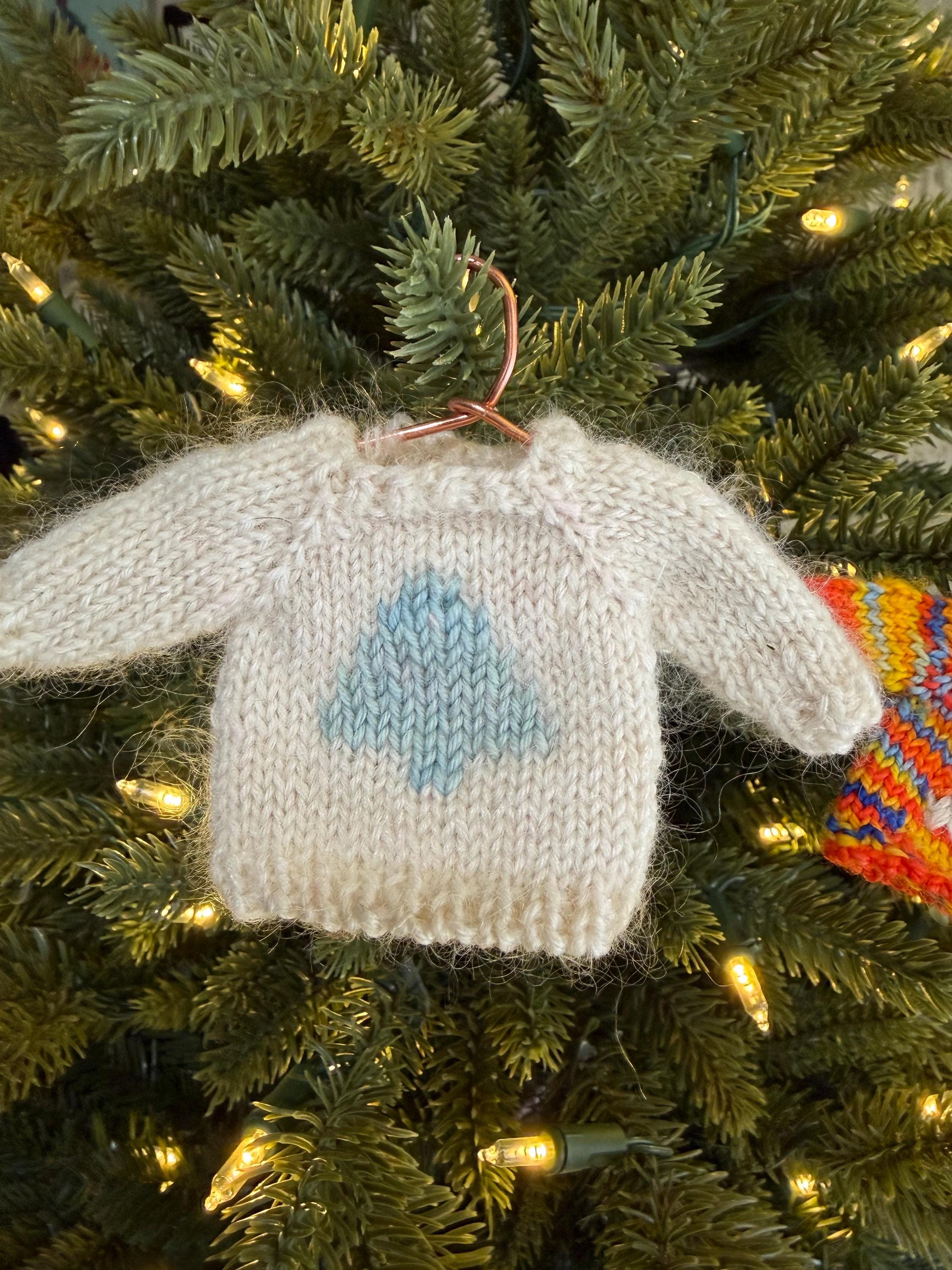 Mini Knit Sweater Ornament — Hand-Knit Christmas Tree Design