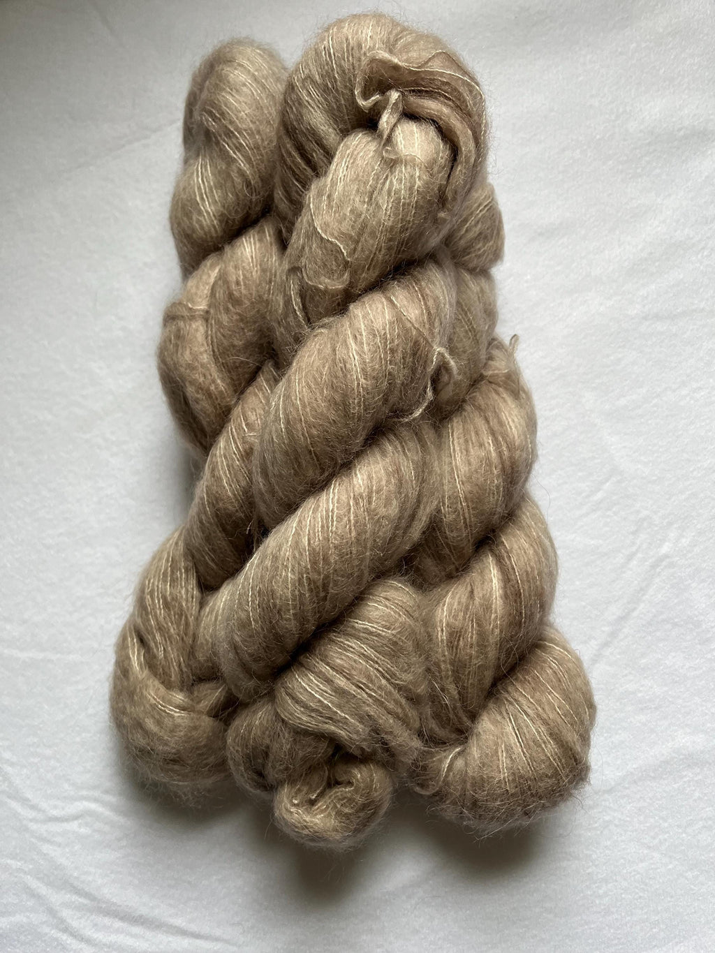Hand-Dyed Lace Yarn | Suri Silk Cloud | Khaki | Soft Brown Neutral Tonal | 50g 328 yards