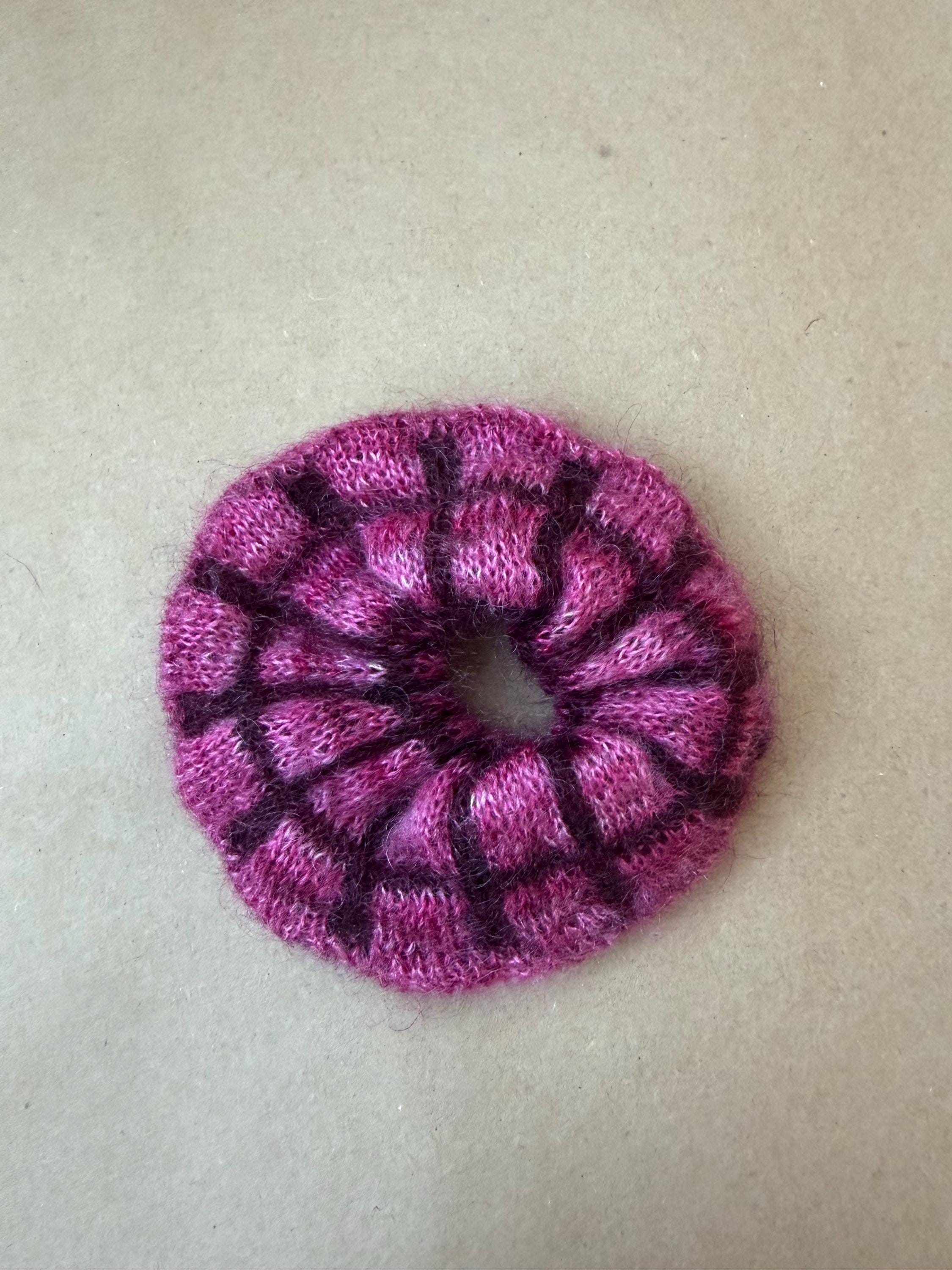 Hand-Knit Mohair Scrunchie | Soft Hair Tie in Mohair or Merino-Mohair Blend