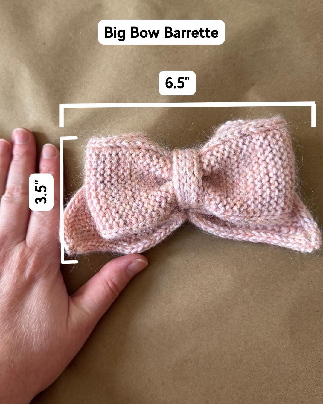 Hand-Knit Bow Hair Clip | Knit Barrette in Small & Large