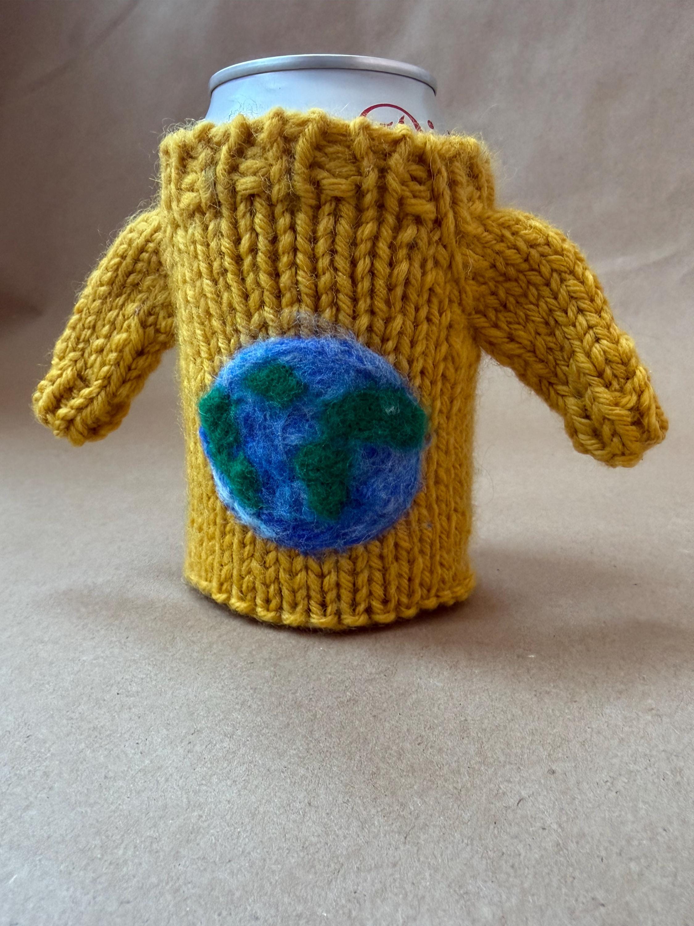 Hand Knit Sweater Can Koozie | Wool Beer Cozy | Knitted Can Cooler | Handmade Gift | 12oz