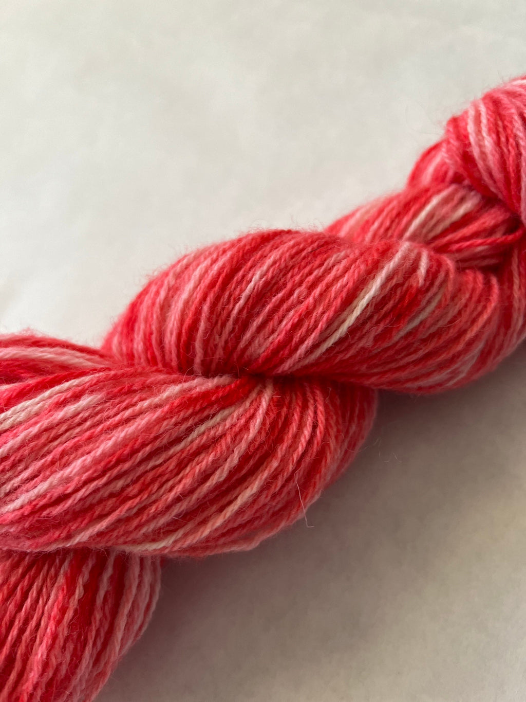 Hand-Dyed Fingering Mini Skein | Merino Angora Blend | Peppermint Stick | Variegated | 20g 87 yards