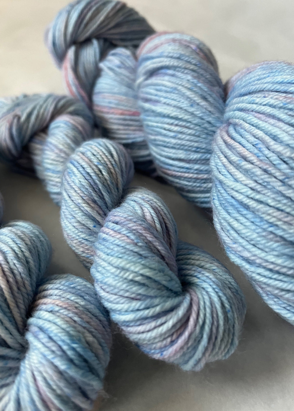Hand-Dyed Lace Yarn | Suri Silk Cloud | Winter Sunrise | 50g 328 yards | Pastel Blue Pink Knitting Yarn