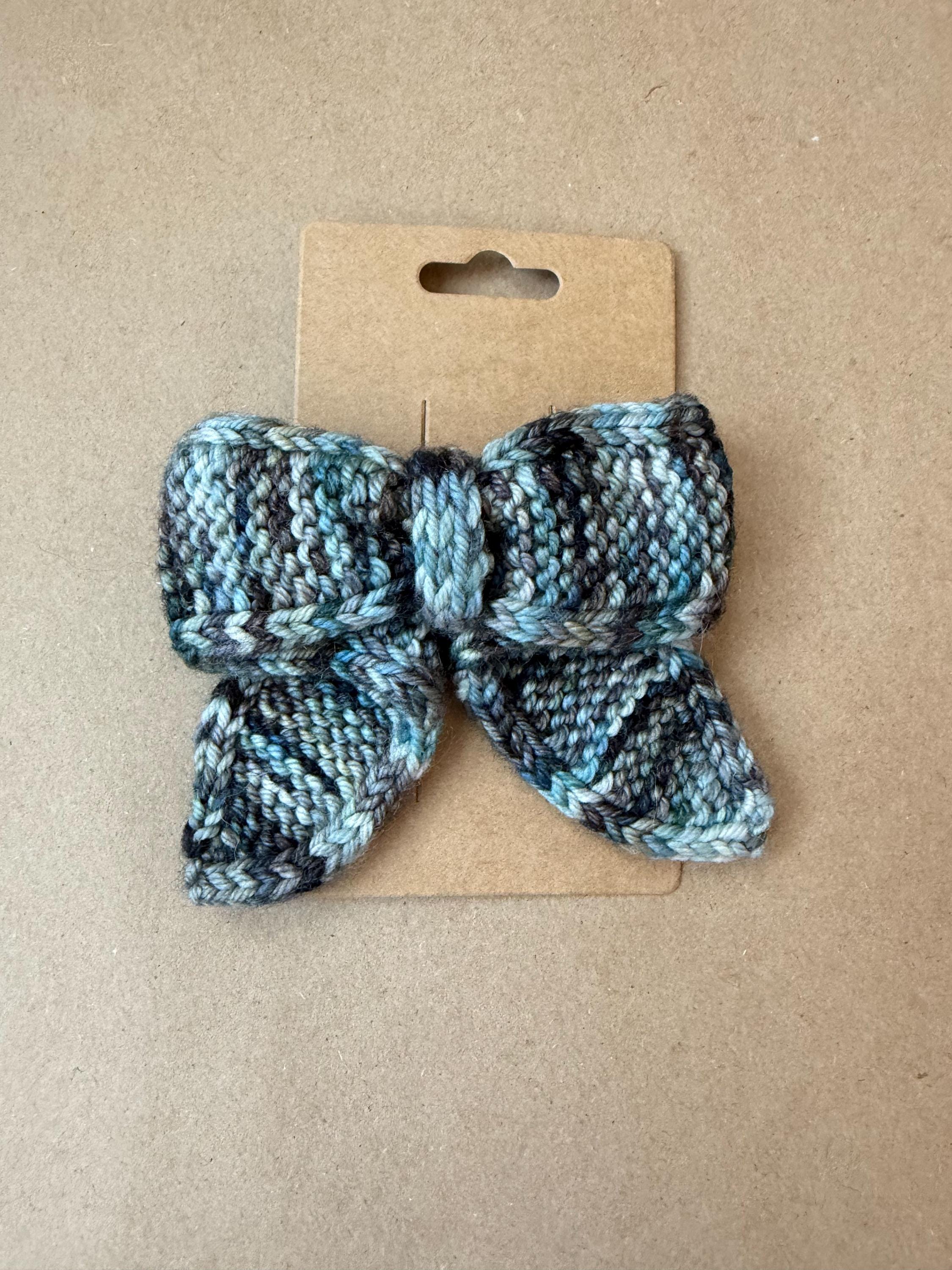 Hand-Knit Bow Hair Clip | Knit Barrette in Small & Large
