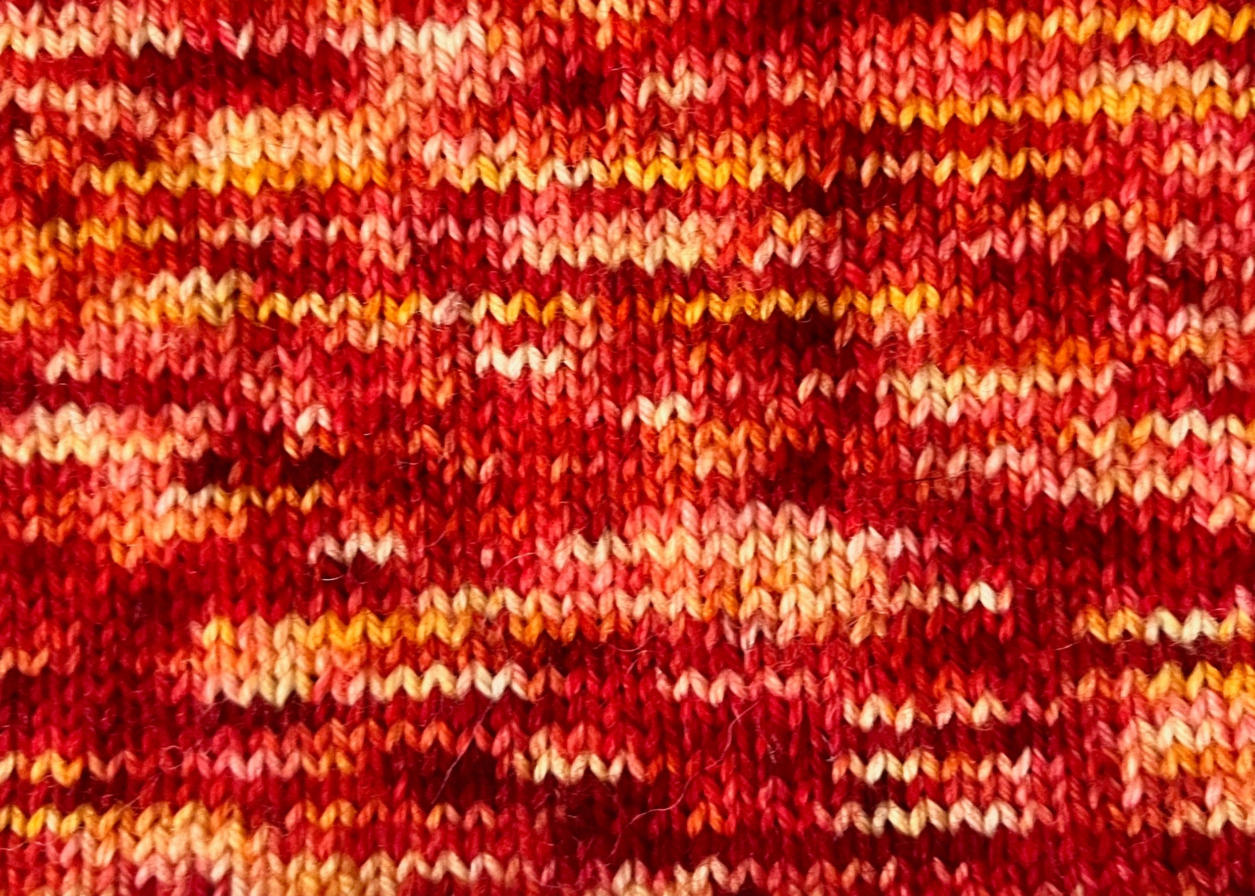 Hand-Dyed Yarn | Flame | Multiple Bases | Fingering Weight | Red Orange Yellow | Sock Yarn