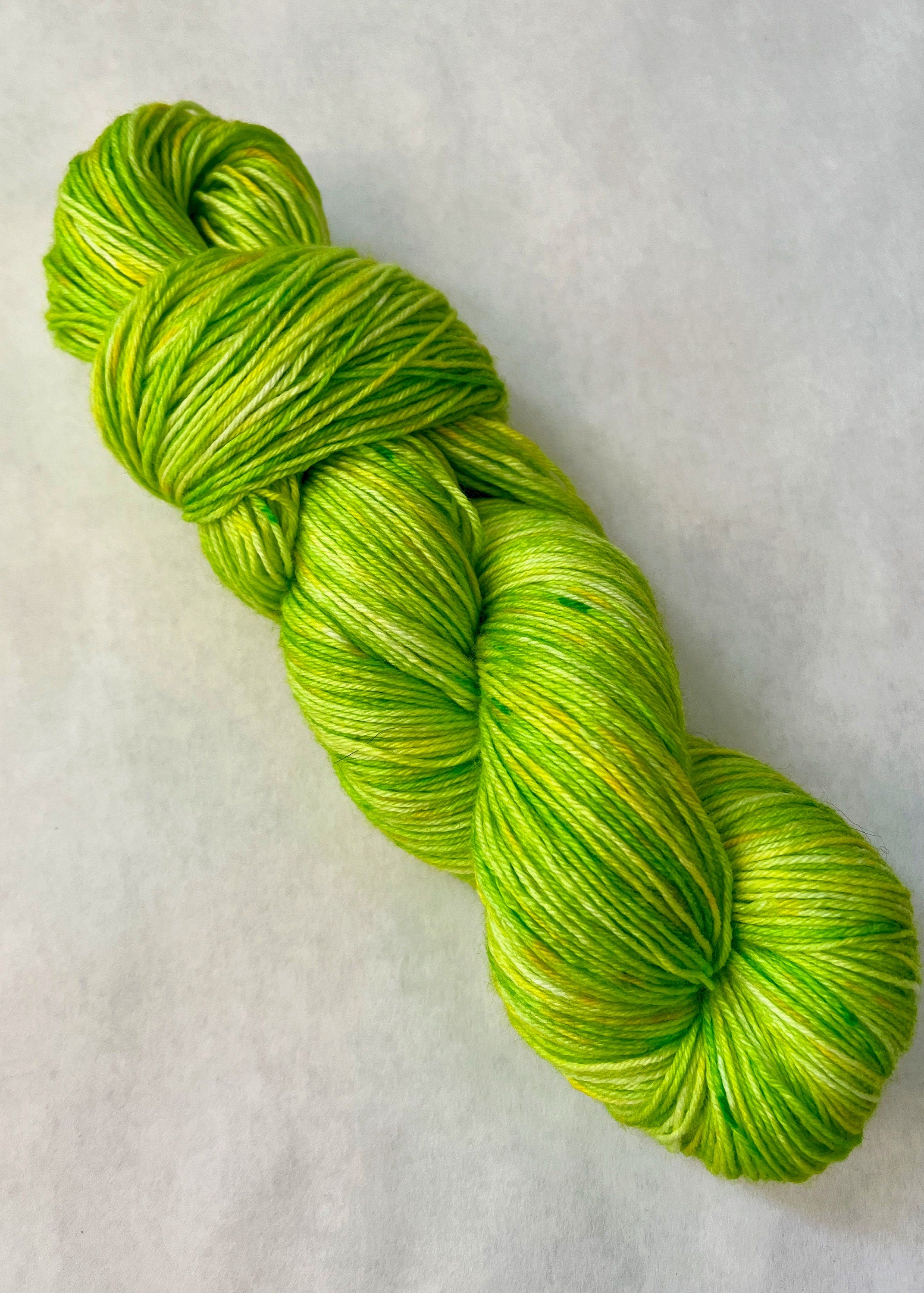 Hand-Dyed Mini Skein | Merino Cashmere Nylon | Lemon Lime | Fingering Sock Yarn | 20g 96 yards