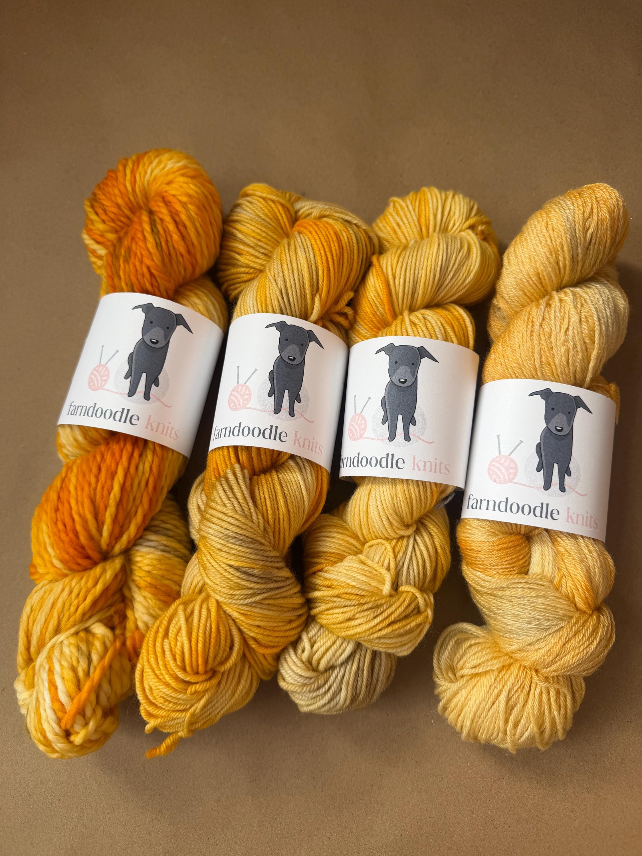 Hand-Dyed Yarn | Yarrow | Multiple Bases & Weights | Golden Yellow Warm Orange | Knitting & Crochet