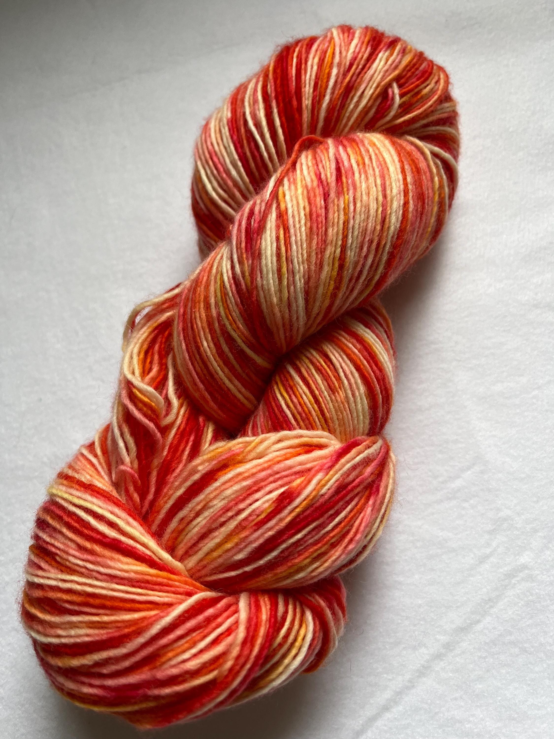 Hand-Dyed Yarn | Flame | Multiple Bases | Fingering Weight | Red Orange Yellow | Sock Yarn