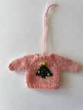 Mini Knit Sweater Ornament — Embroidered Christmas Tree with Lights