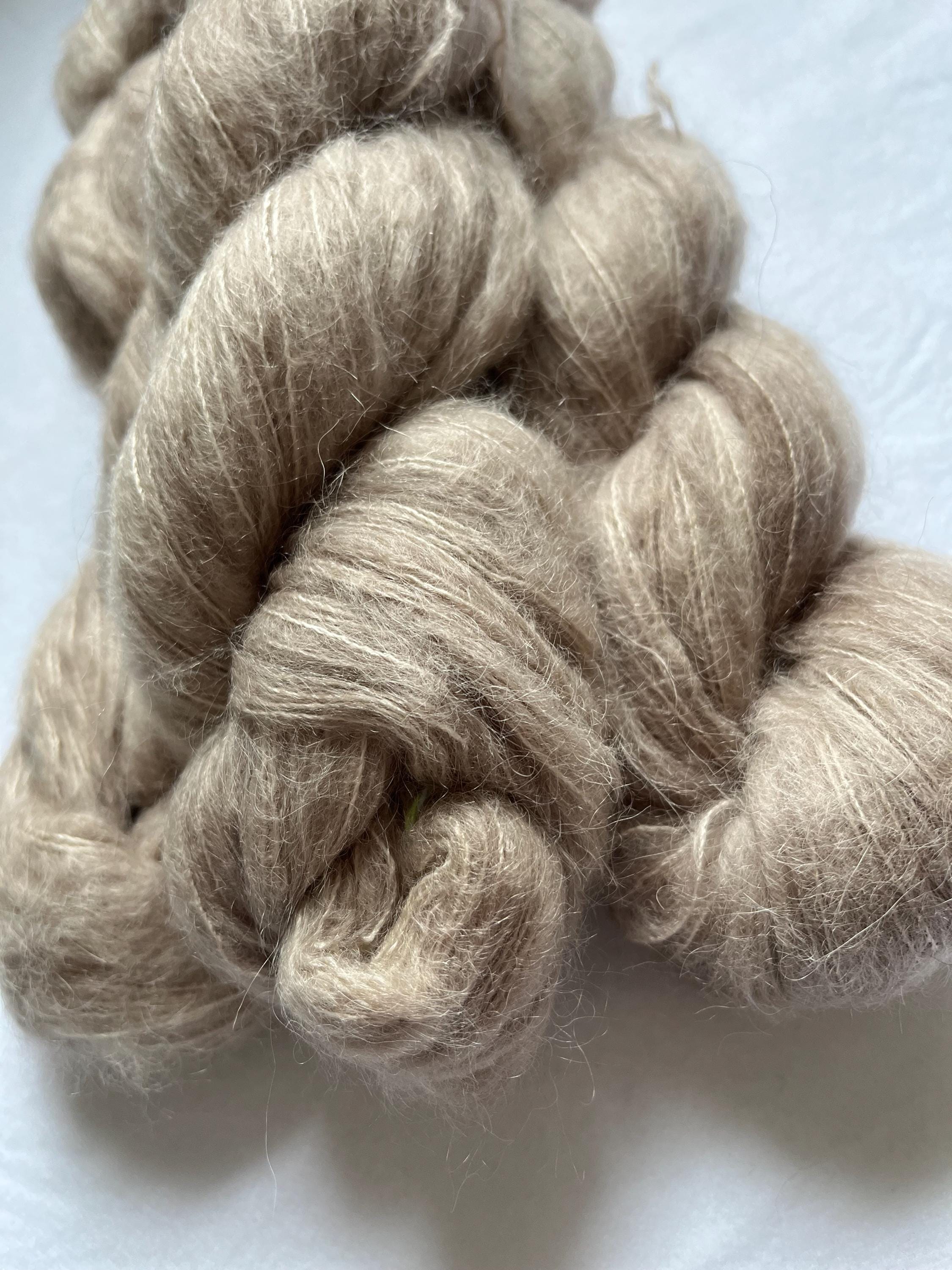Hand-Dyed Lace Yarn | Suri Silk Cloud | Khaki | Soft Brown Neutral Tonal | 50g 328 yards