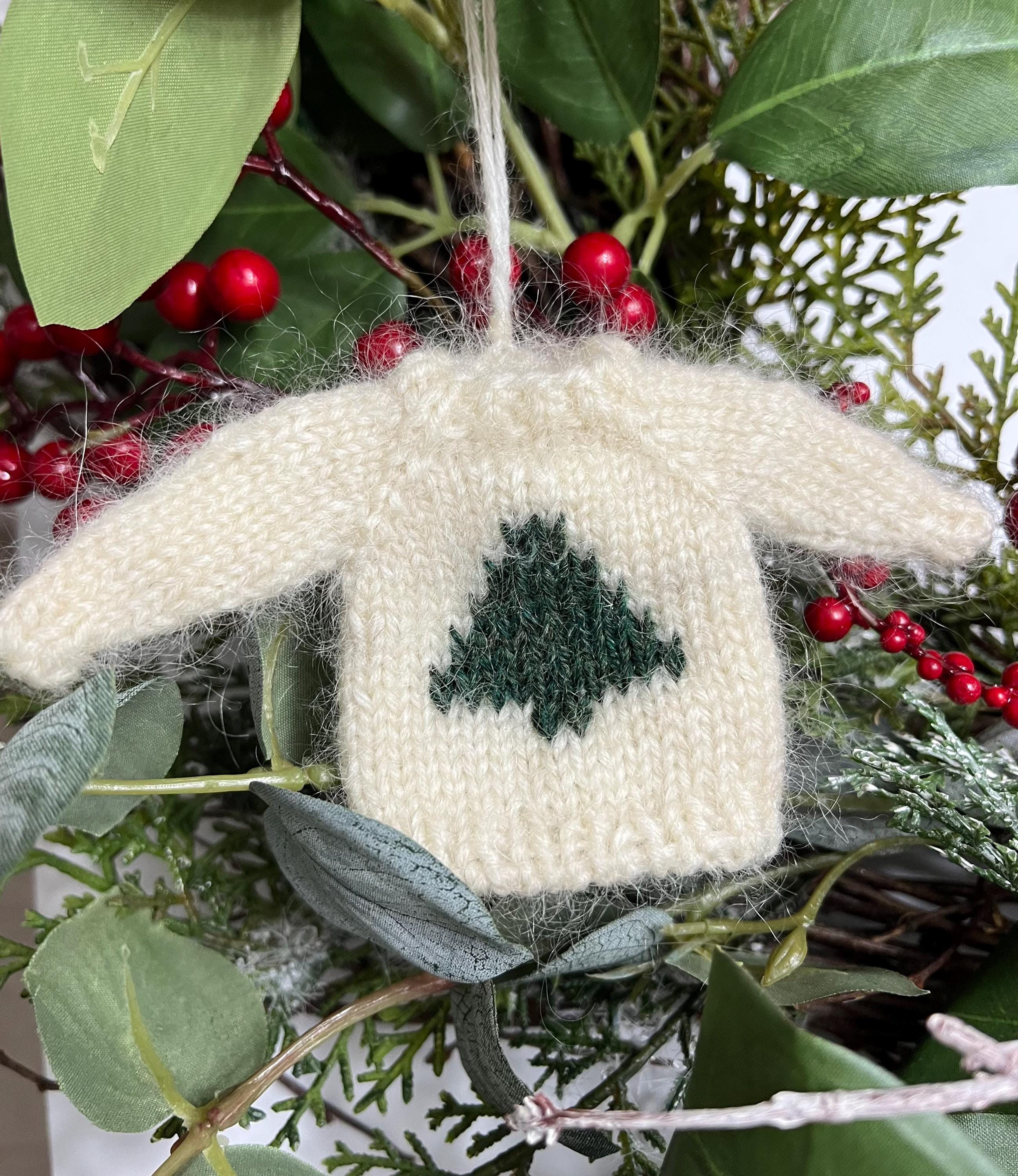 Mini Knit Sweater Ornament — Hand-Knit Christmas Tree Design
