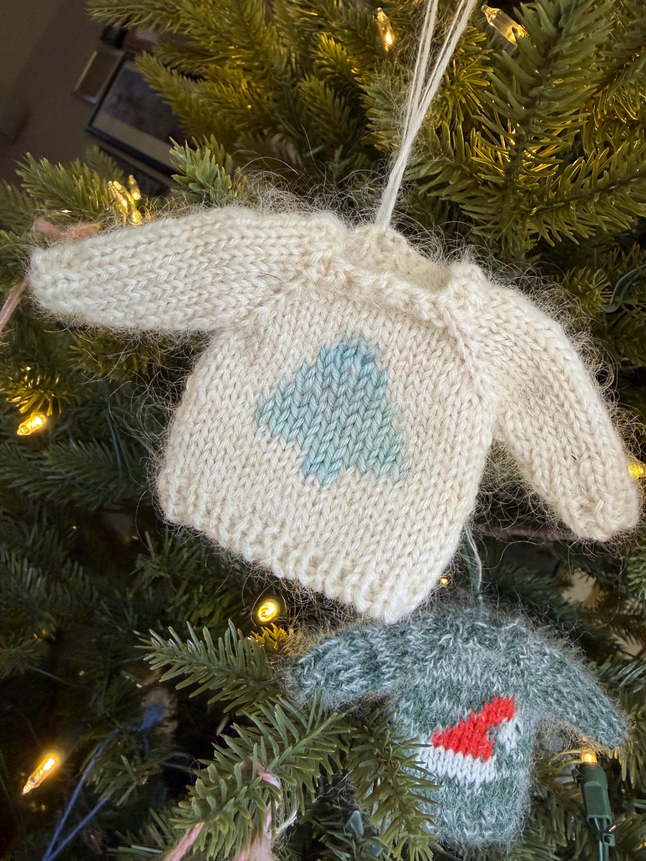 Mini Knit Sweater Ornament — Hand-Knit Christmas Tree Design