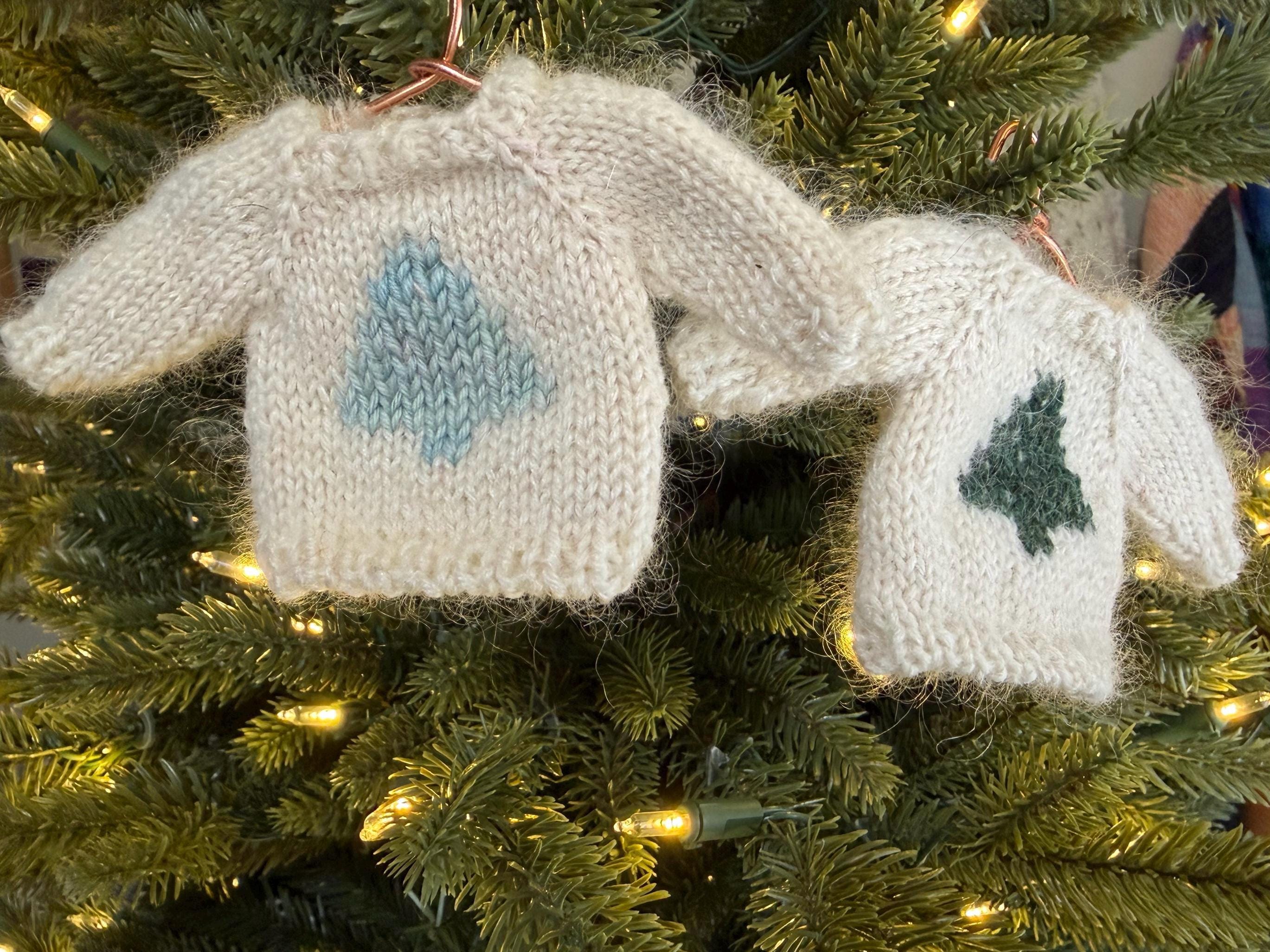 Mini Knit Sweater Ornament — Hand-Knit Christmas Tree Design