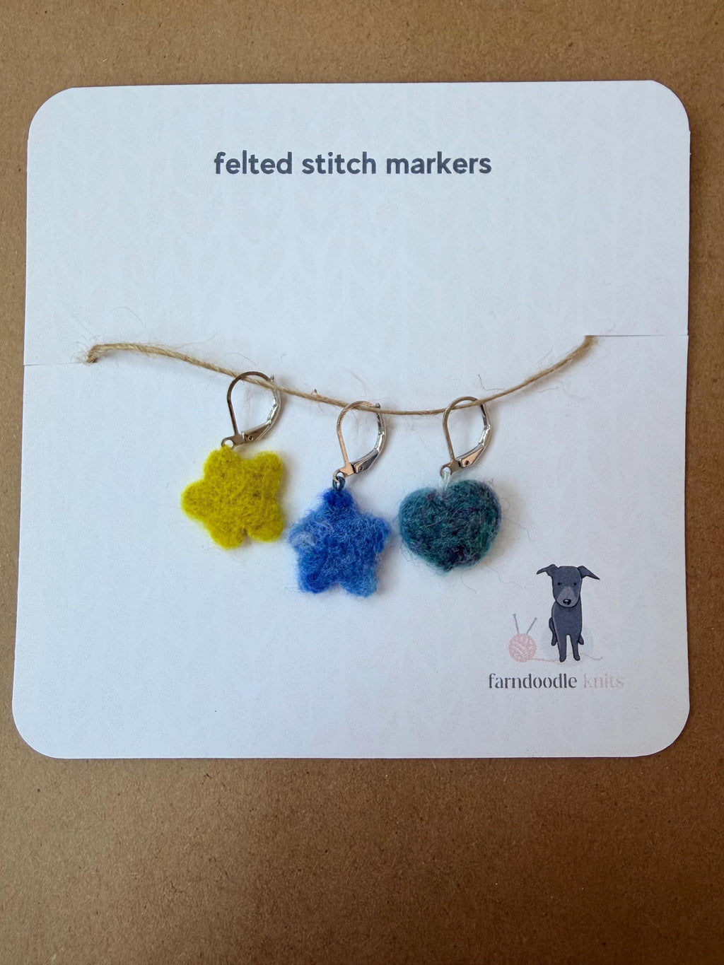 Felted Wool Stitch Markers | Handmade Knitting Stitch Markers | Wool Charm Markers | Set of 3