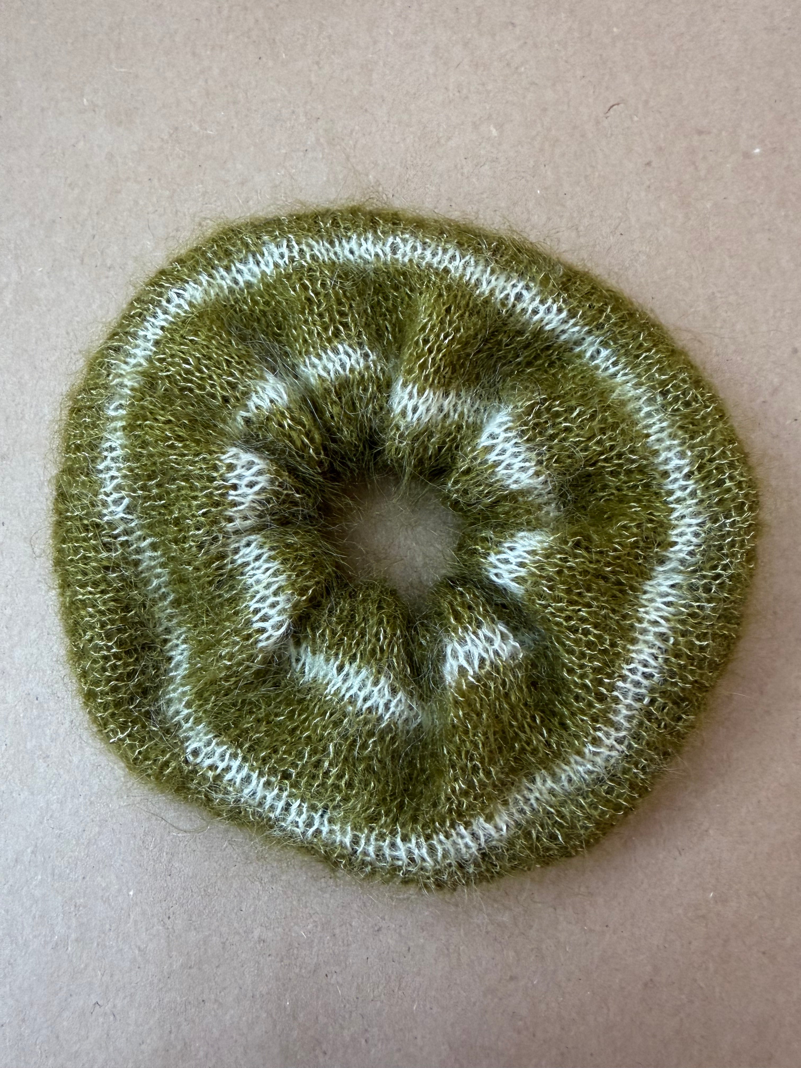 Hand-Knit Mohair Scrunchie | Soft Hair Tie in Mohair or Merino-Mohair Blend