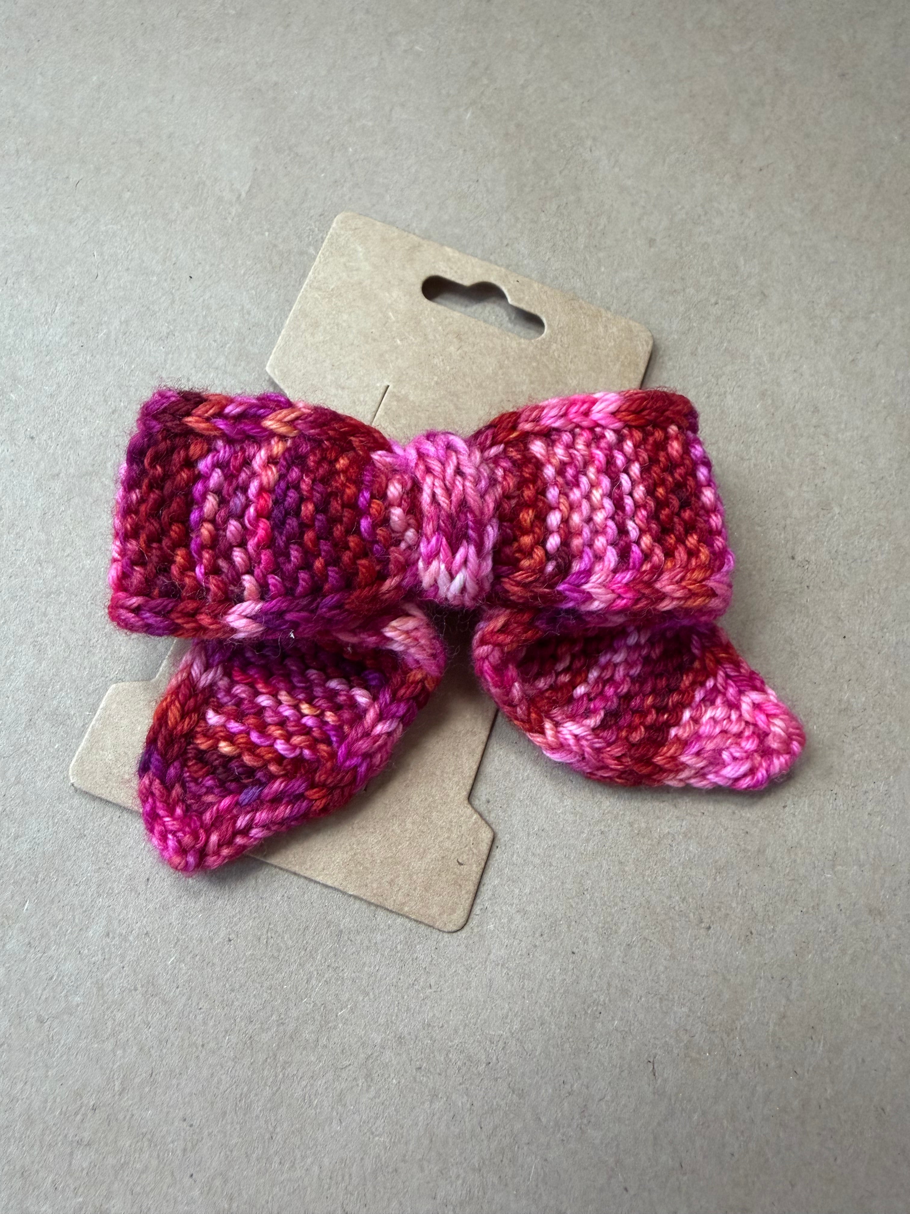 Hand-Knit Bow Hair Clip | Knit Barrette in Small & Large