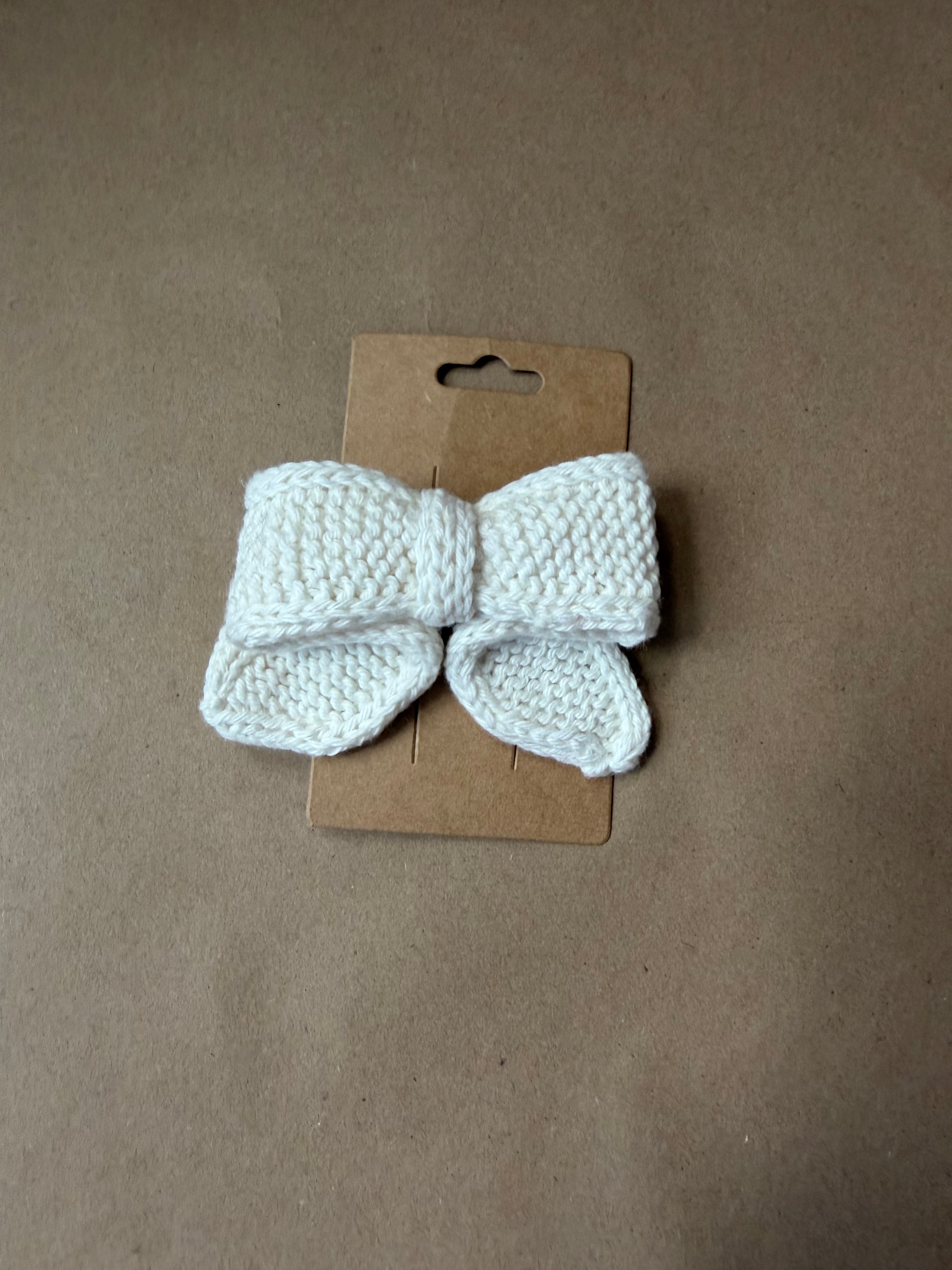 Hand-Knit Bow Hair Clip | Knit Barrette in Small & Large