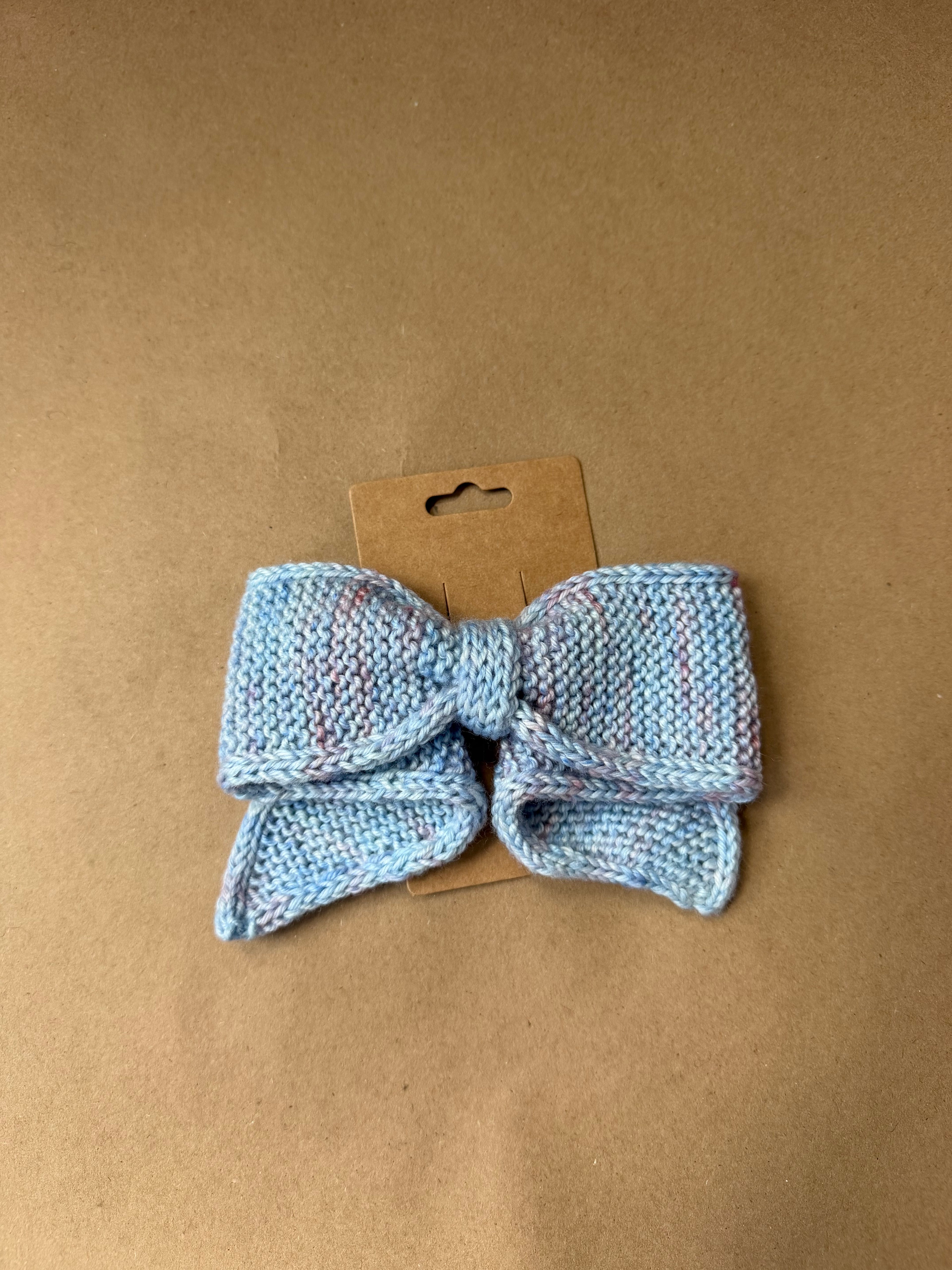 Hand-Knit Bow Hair Clip | Knit Barrette in Small & Large