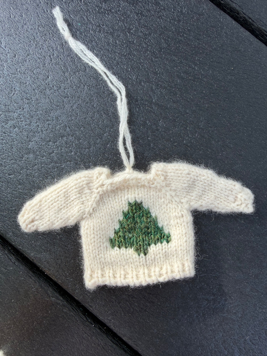 Mini Knit Sweater Ornament — Hand-Knit Christmas Tree Design