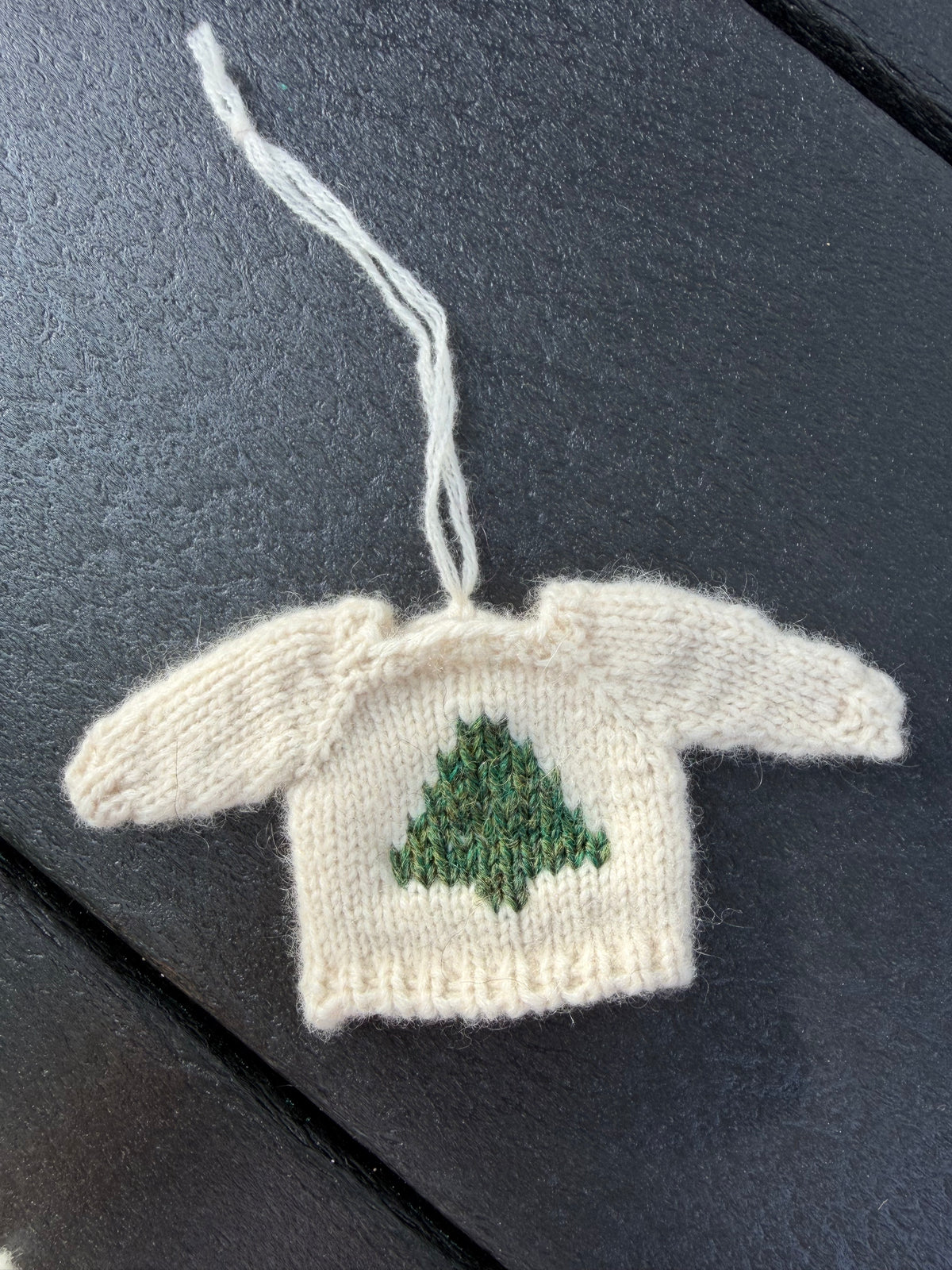 Mini Knit Sweater Ornament — Hand-Knit Christmas Tree Design