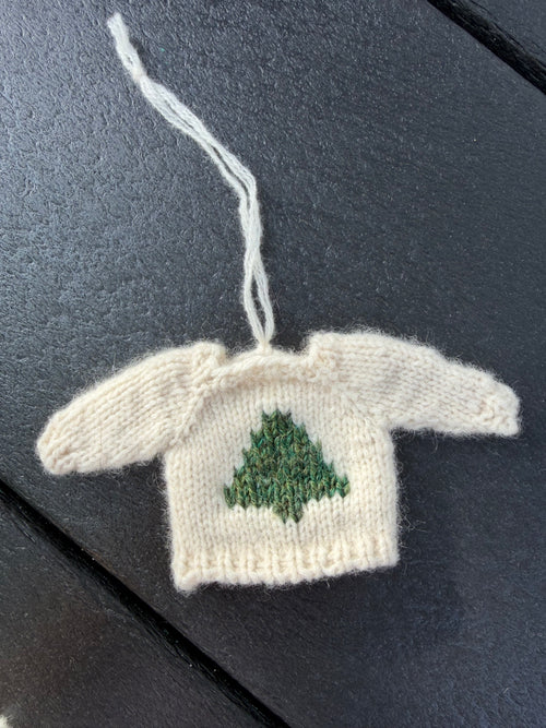 Mini Knit Sweater Ornament — Hand-Knit Christmas Tree Design
