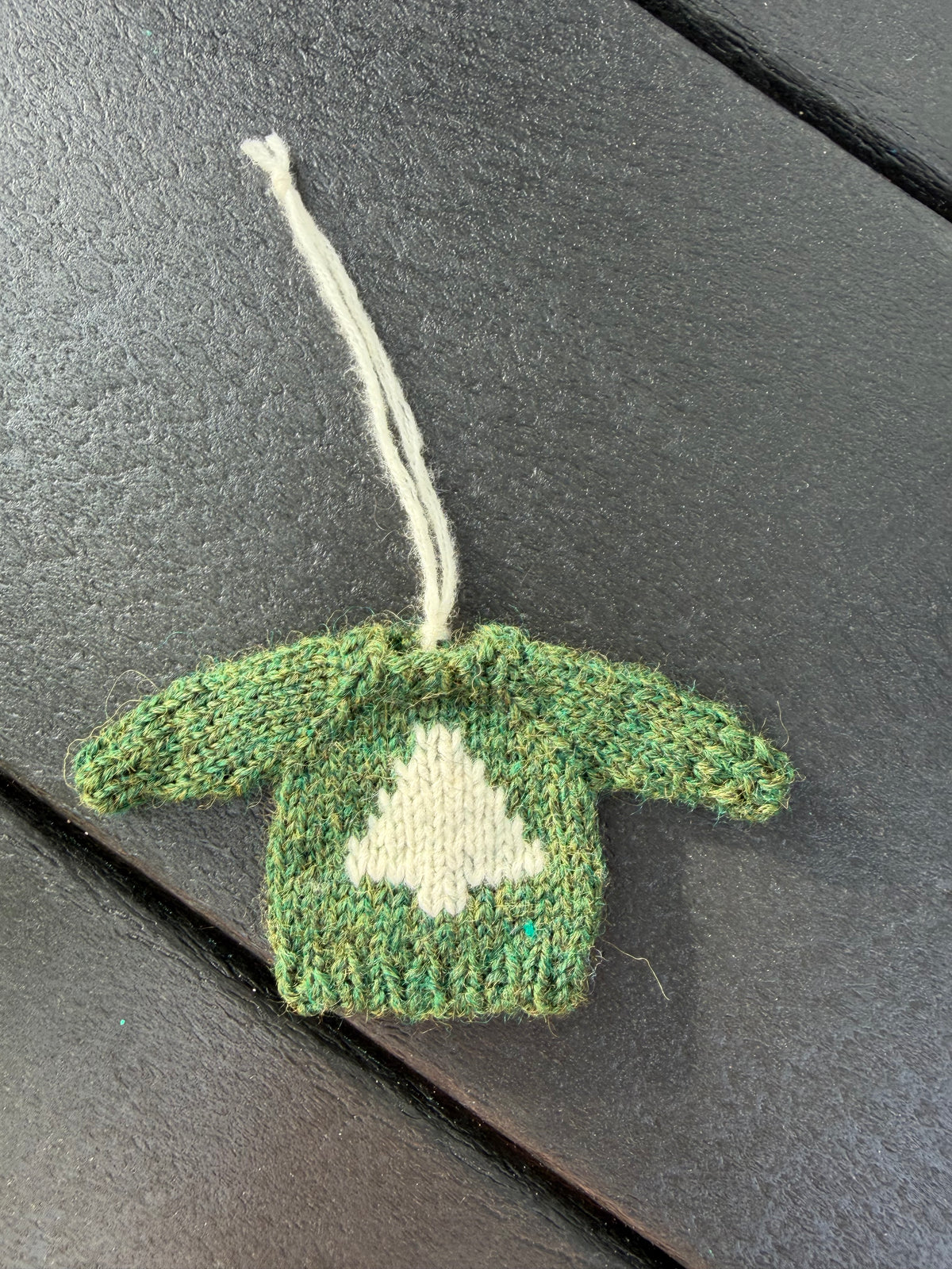 Mini Knit Sweater Ornament — Hand-Knit Christmas Tree Design