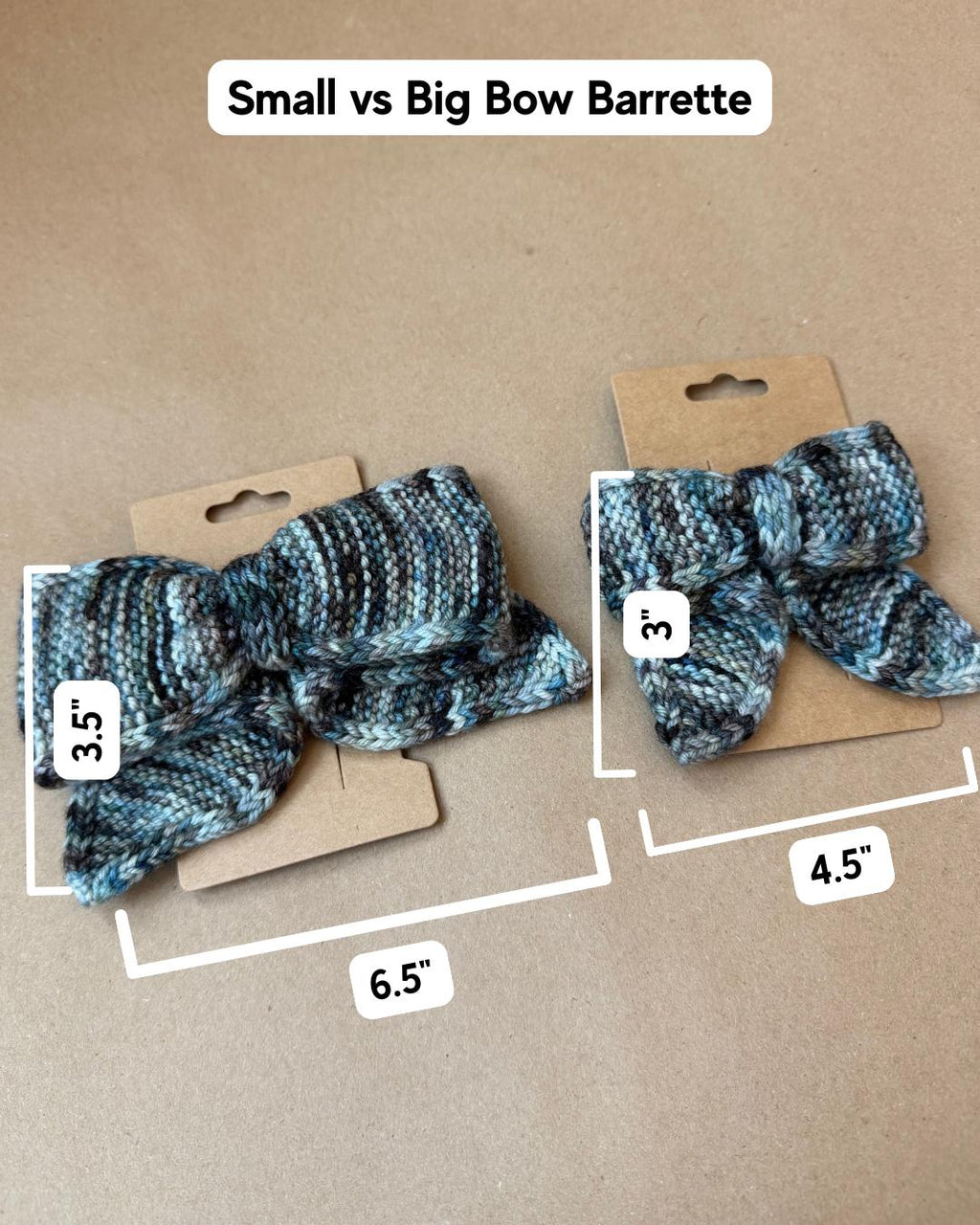 Hand-Knit Bow Hair Clip | Knit Barrette in Small & Large
