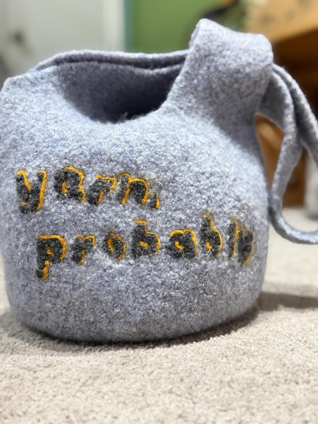 Felted Wool Knot Bag | Handmade Japanese Knot Bag | Knitting Project Bag | Felted Wool Tote