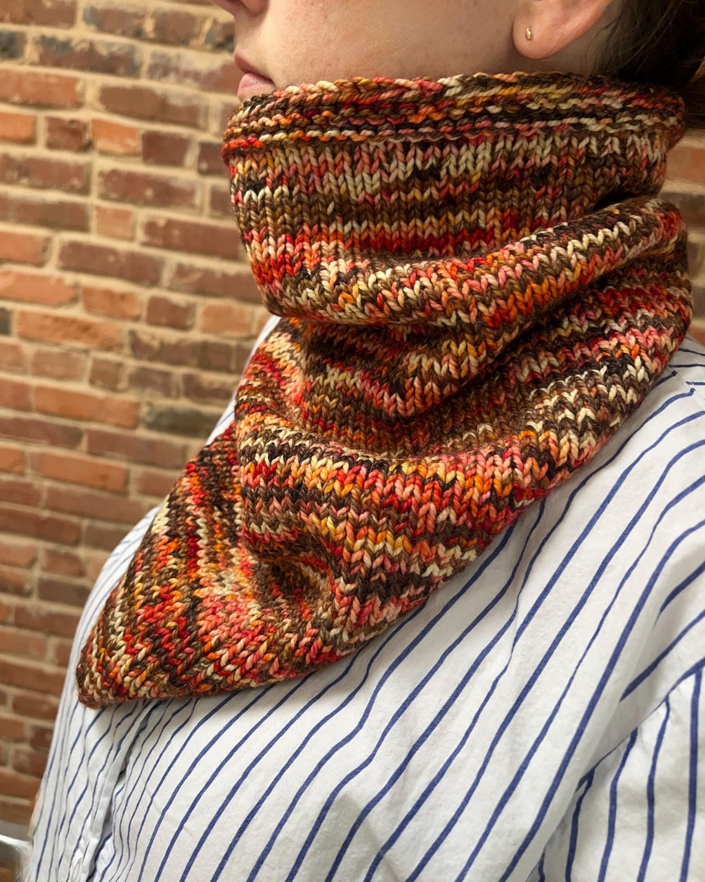 Hand Knit Cowl Scarf – Wool Alpaca Neck Warmer – Hand Dyed Yarn Cowl – Cozy Winter Scarf – Handmade Gift for Her