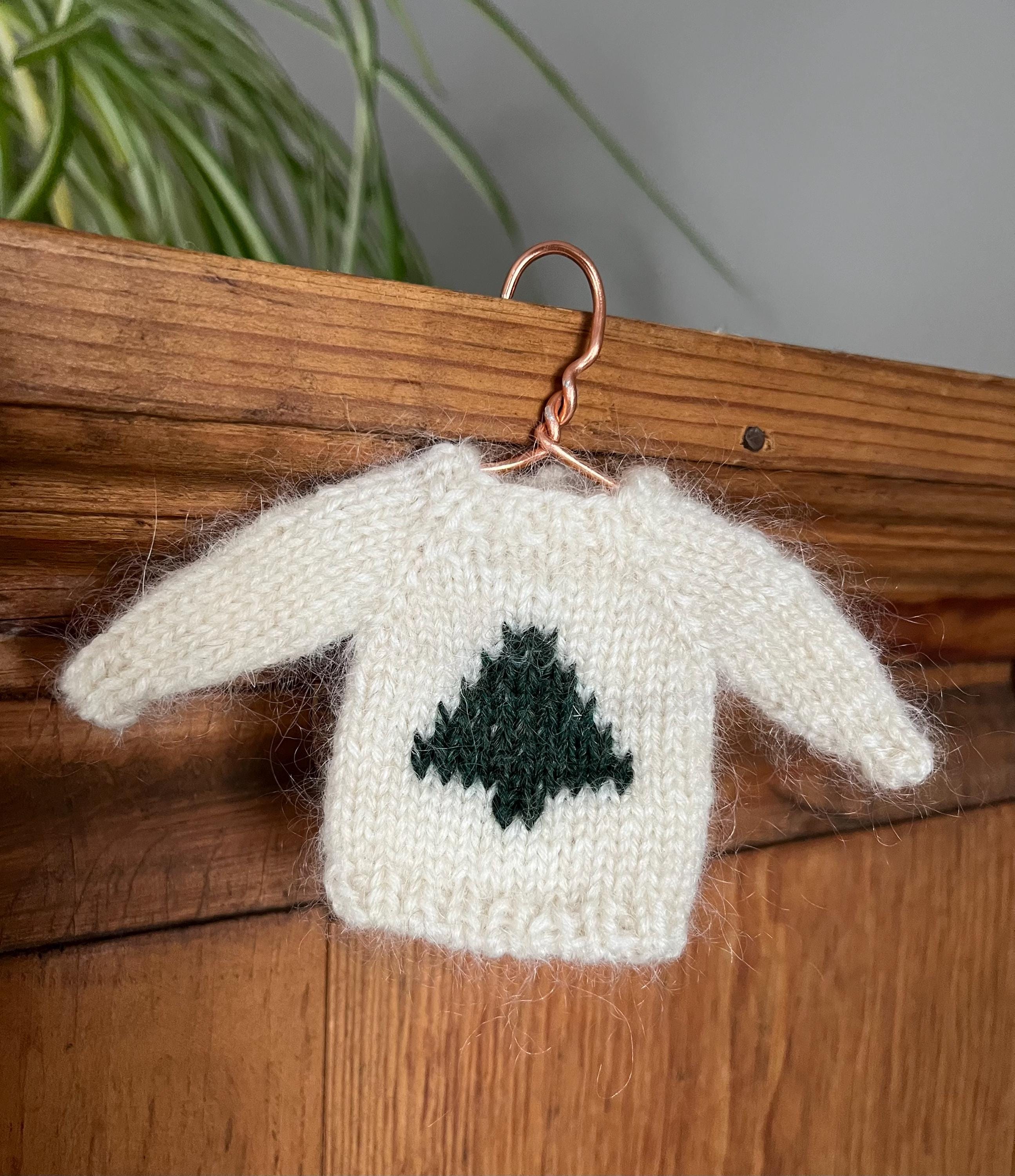 Mini Knit Sweater Ornament — Hand-Knit Christmas Tree Design