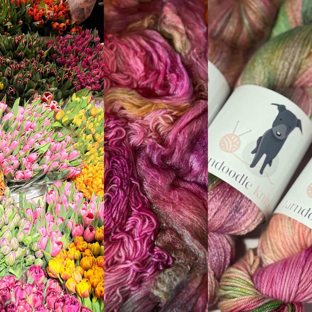 Hand Dyed Yarn "Flower Market" – Spring Floral DK, Worsted, Kid Silk Mohair