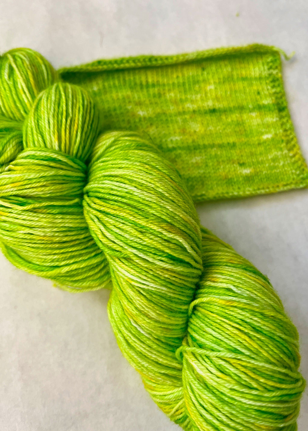 Hand-Dyed Mini Skein | Merino Cashmere Nylon | Lemon Lime | Fingering Sock Yarn | 20g 96 yards
