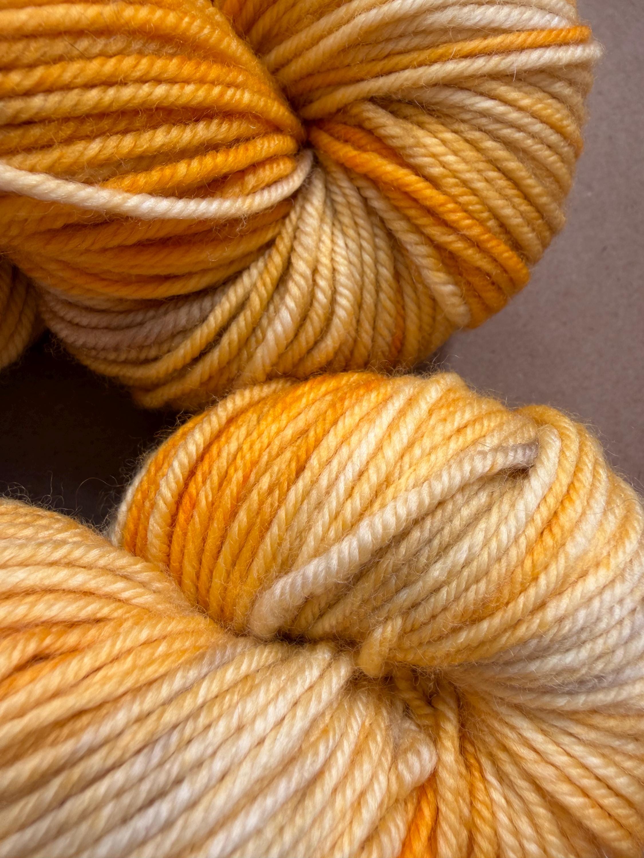 Hand-Dyed Yarn | Yarrow | Multiple Bases & Weights | Golden Yellow Warm Orange | Knitting & Crochet