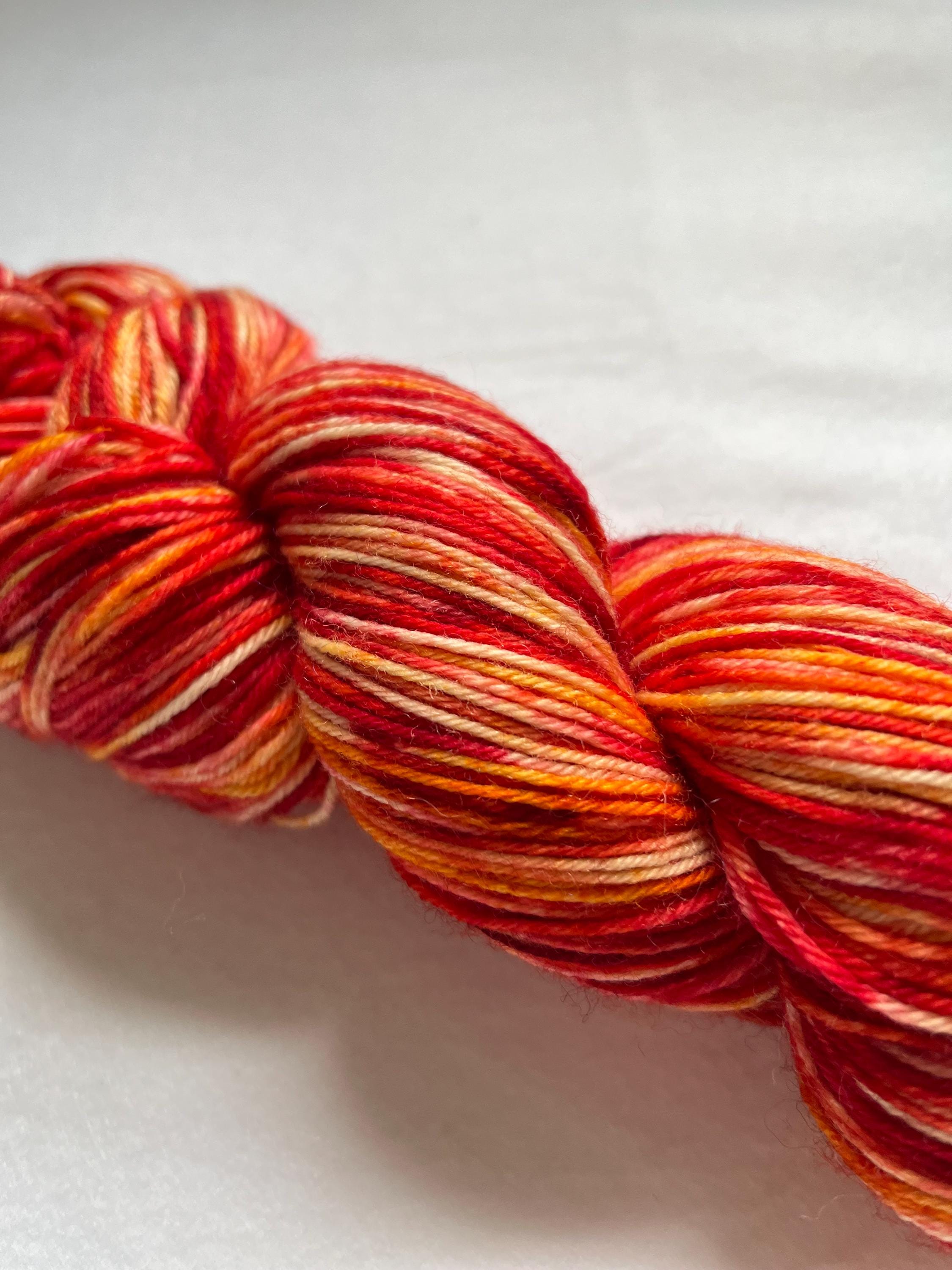 Hand-Dyed Yarn | Flame | Multiple Bases | Fingering Weight | Red Orange Yellow | Sock Yarn