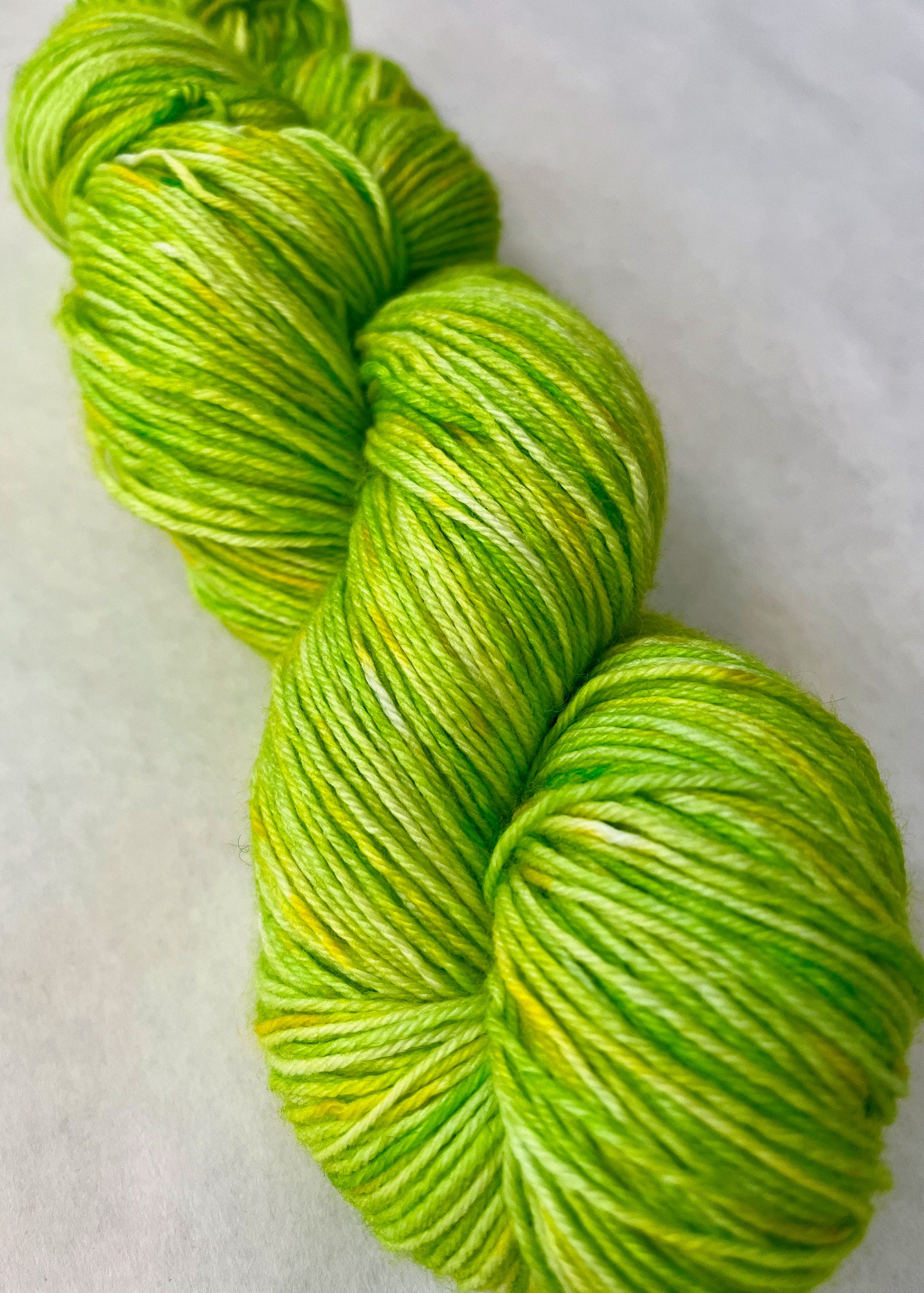 Hand-Dyed Mini Skein | Merino Cashmere Nylon | Lemon Lime | Fingering Sock Yarn | 20g 96 yards