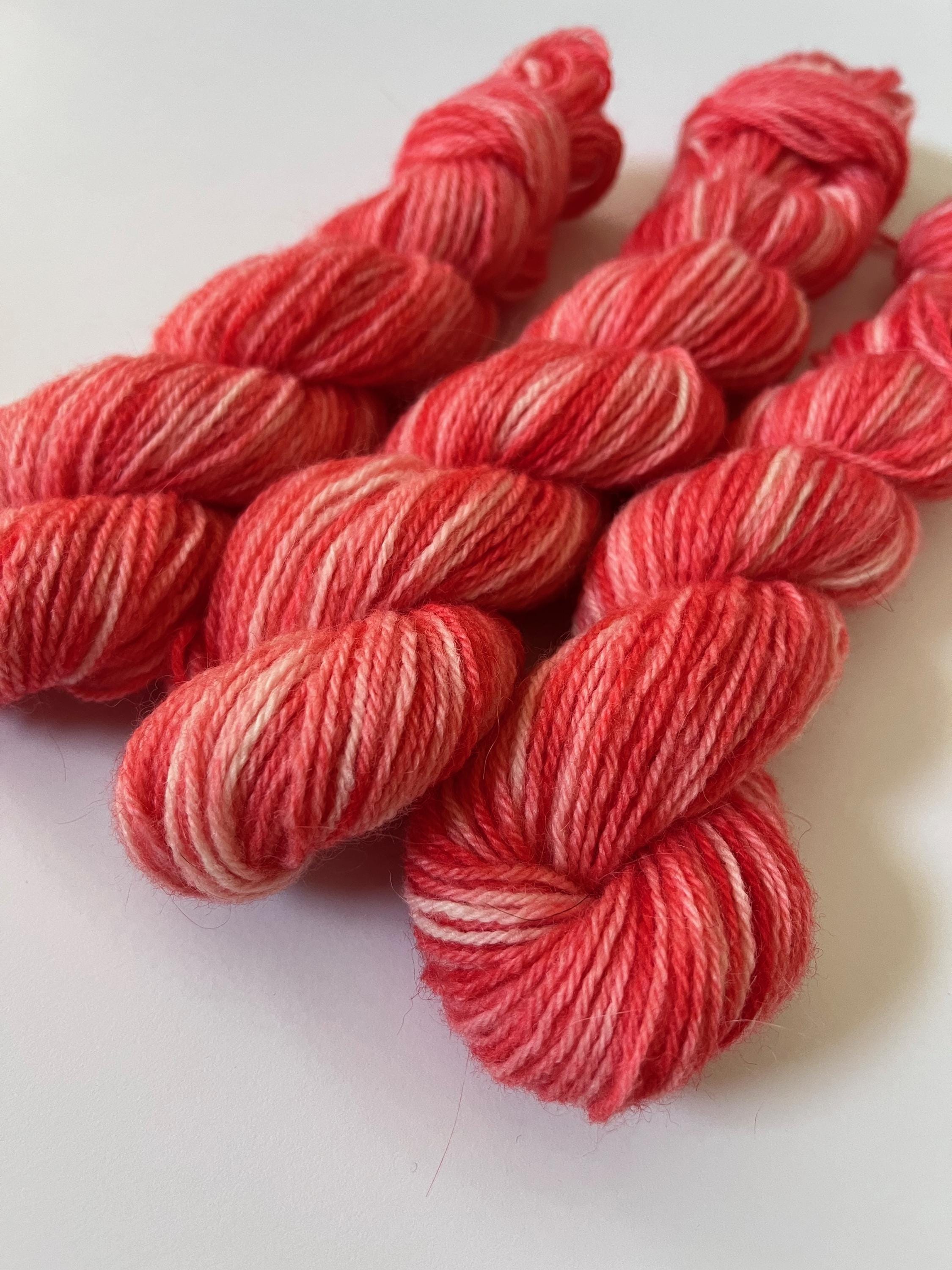Hand-Dyed Fingering Mini Skein | Merino Angora Blend | Peppermint Stick | Variegated | 20g 87 yards