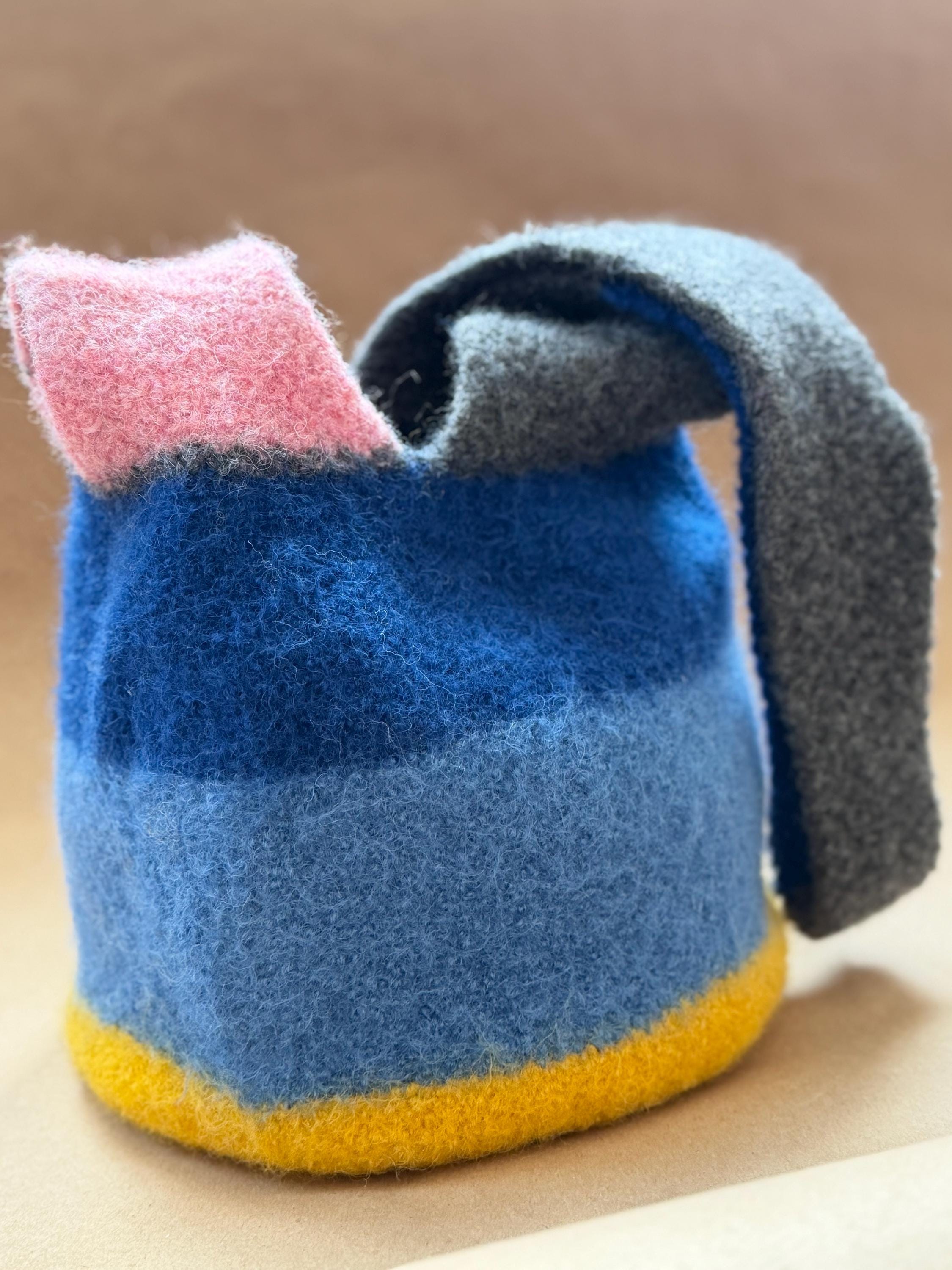 Felted Wool Knot Bag | Handmade Japanese Knot Bag | Knitting Project Bag | Felted Wool Tote