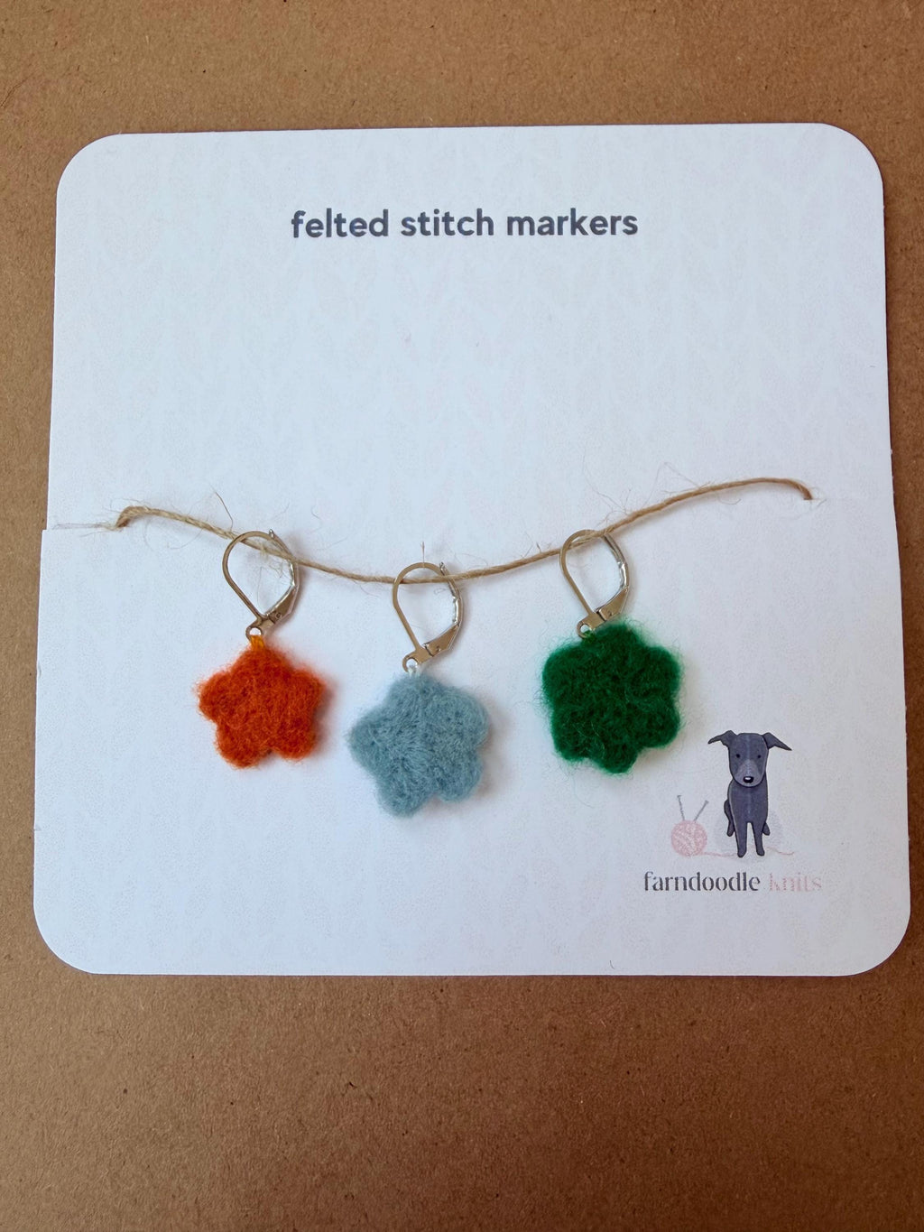 Felted Wool Stitch Markers | Handmade Knitting Stitch Markers | Wool Charm Markers | Set of 3