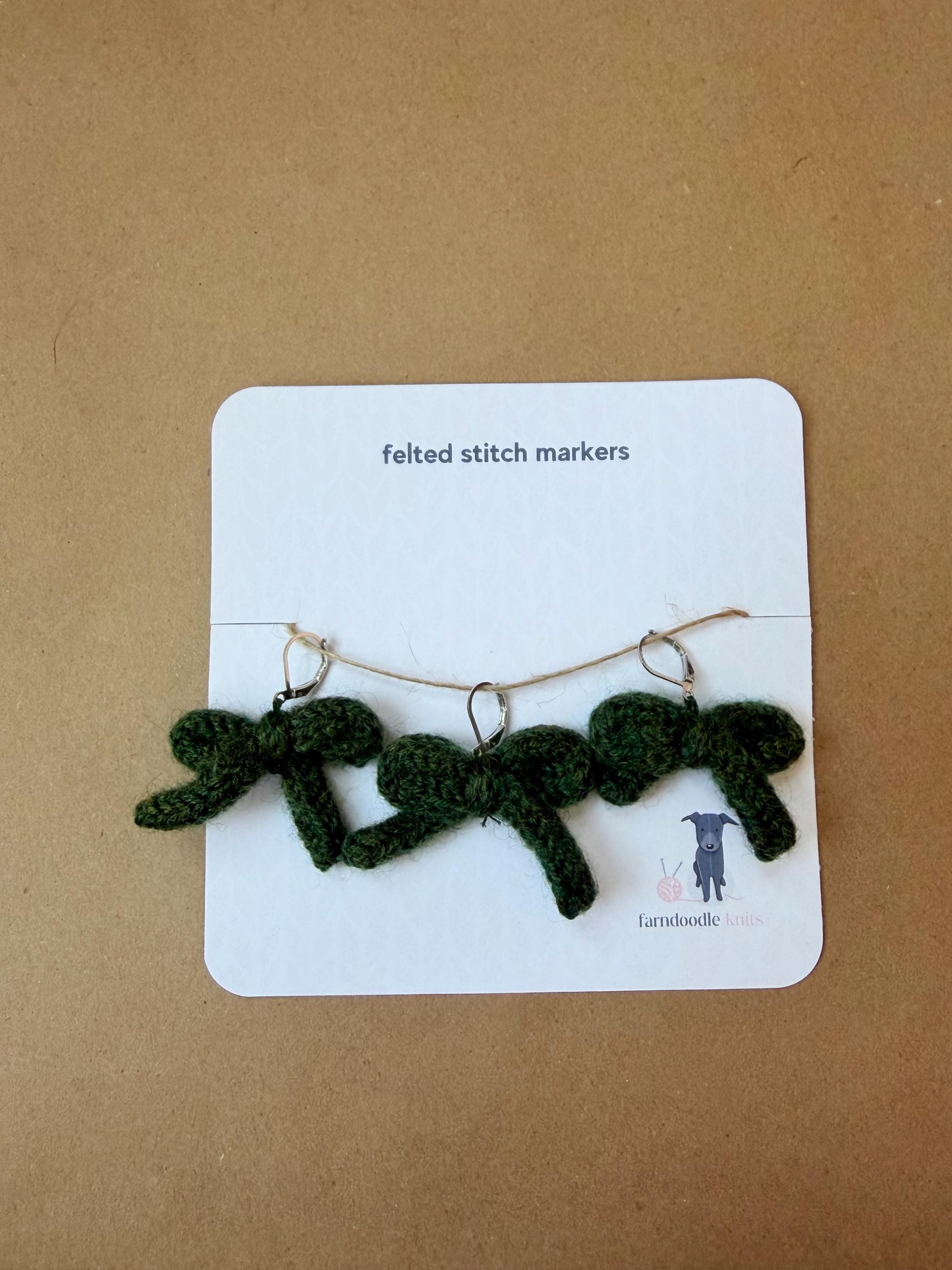 Felted Wool Stitch Markers | Handmade Knitting Stitch Markers | Wool Charm Markers | Set of 3