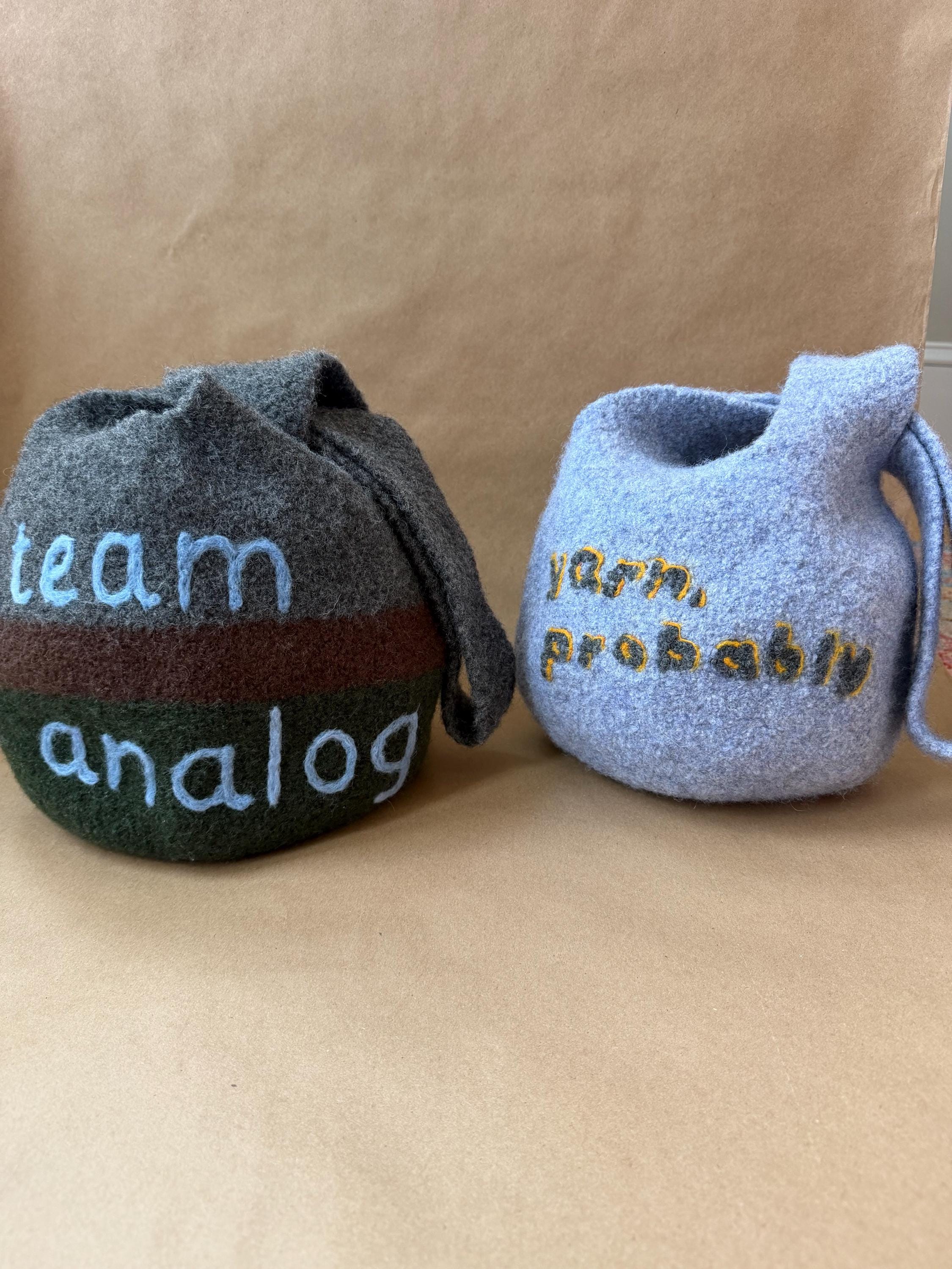 Felted Wool Knot Bag | Handmade Japanese Knot Bag | Knitting Project Bag | Felted Wool Tote