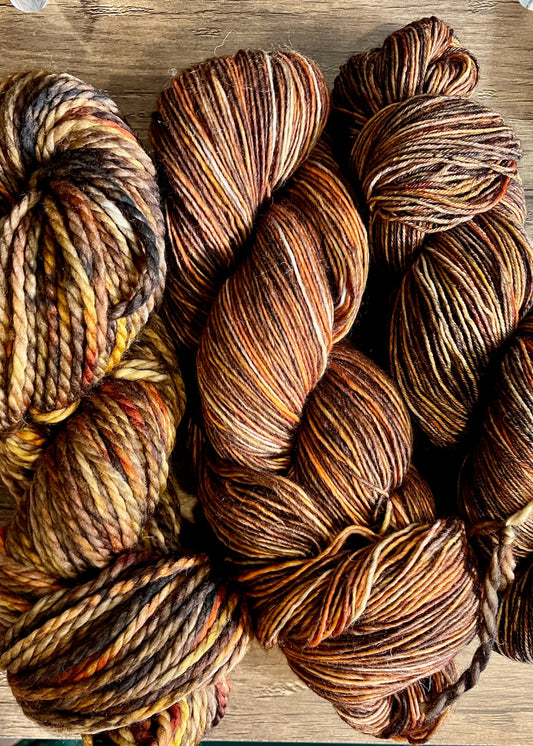 Hand-dyed Sock Superwash MerinoNylon Blend Yarn in Fall Leaves, 100g Skein