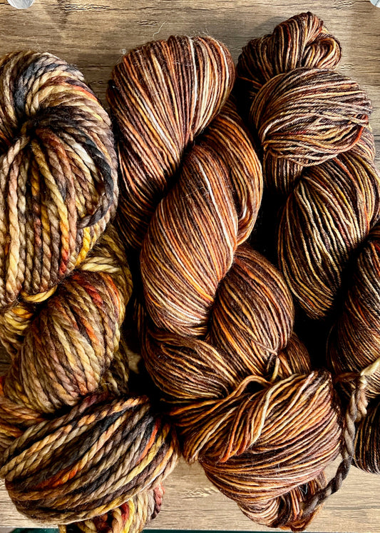 Hand-dyed Sock Nonsuperwash Merino Wool Yarn in Fall Leaves, 100g Skein